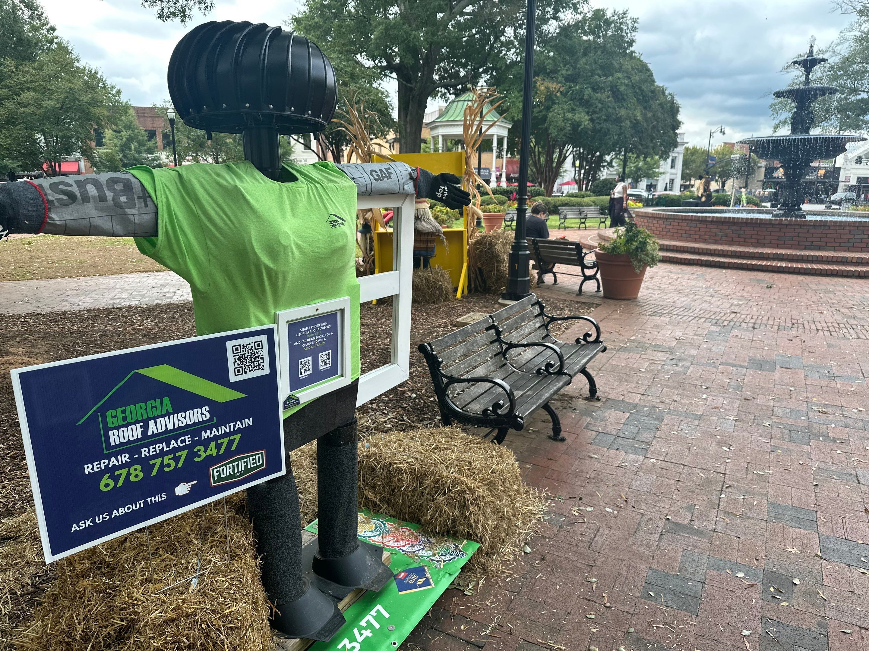 Annual Roofing Material Squarecrow Builds in Marietta Square by Georgia Roof Advisors