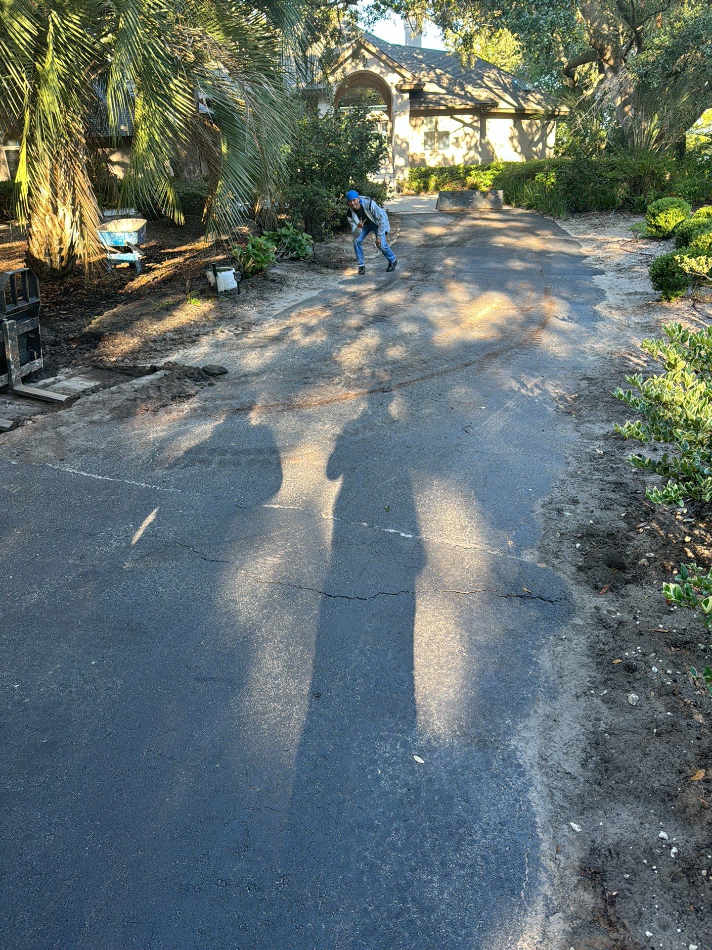 Custom Concrete Driveway with Decorative Paver Inlays in Hilton Head Island by Lowcountry Scapes, LLC