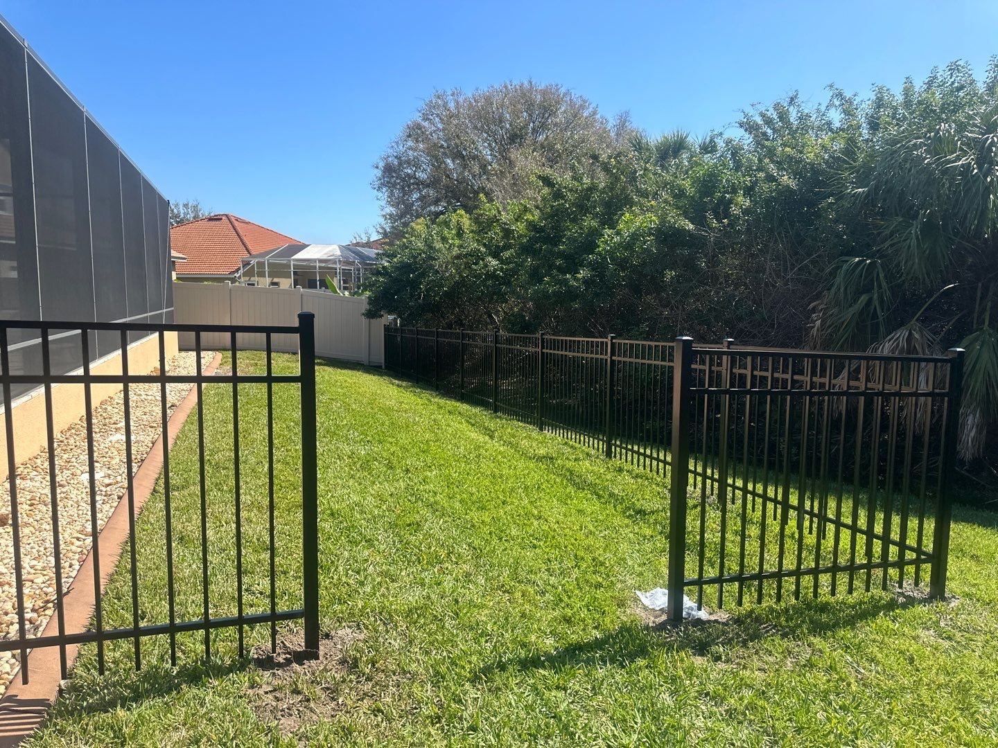 Aluminum Fence Installation using Black 3 Rail Aluminum Fence by Asap fence and gates, LLC