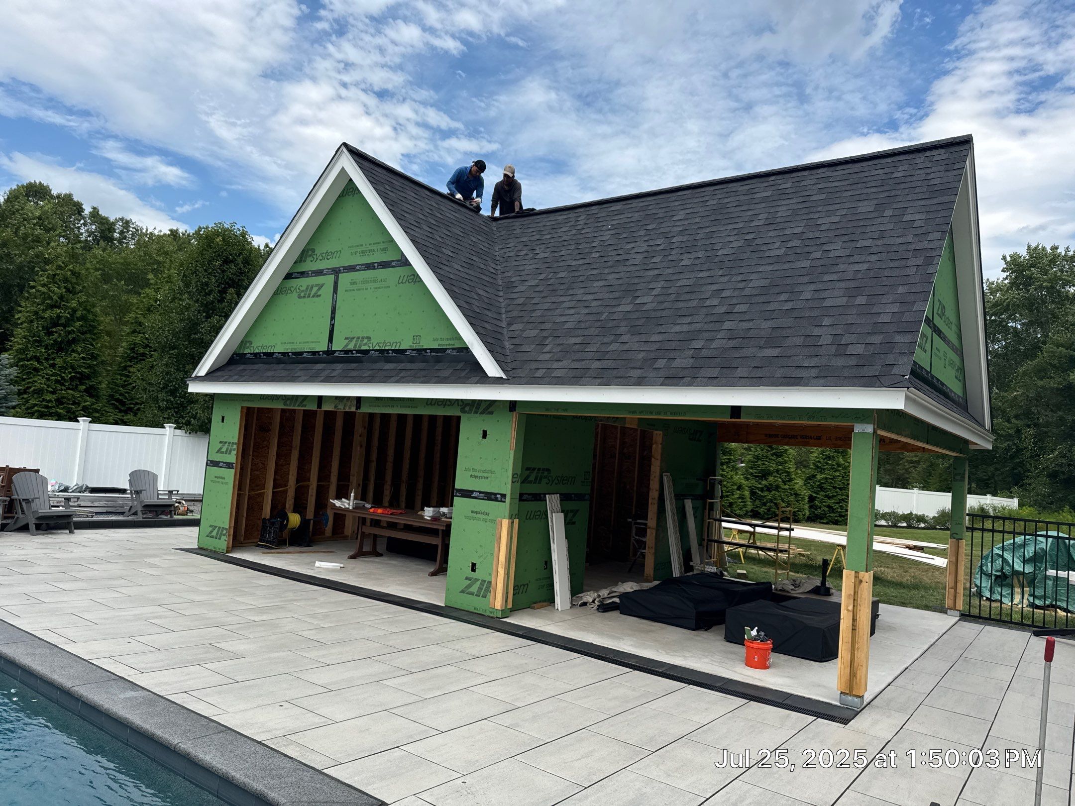 Pool House Roof Installation in Bedford, NH – Onyx Black Finish by Compass exteriors