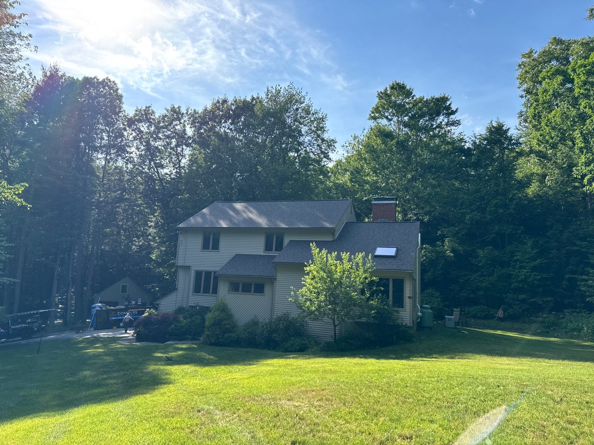 Teak Shingle Reroof Finished Through a Sudden Thunderstorm — Amherst, NH — additional view by Compass Exteriors