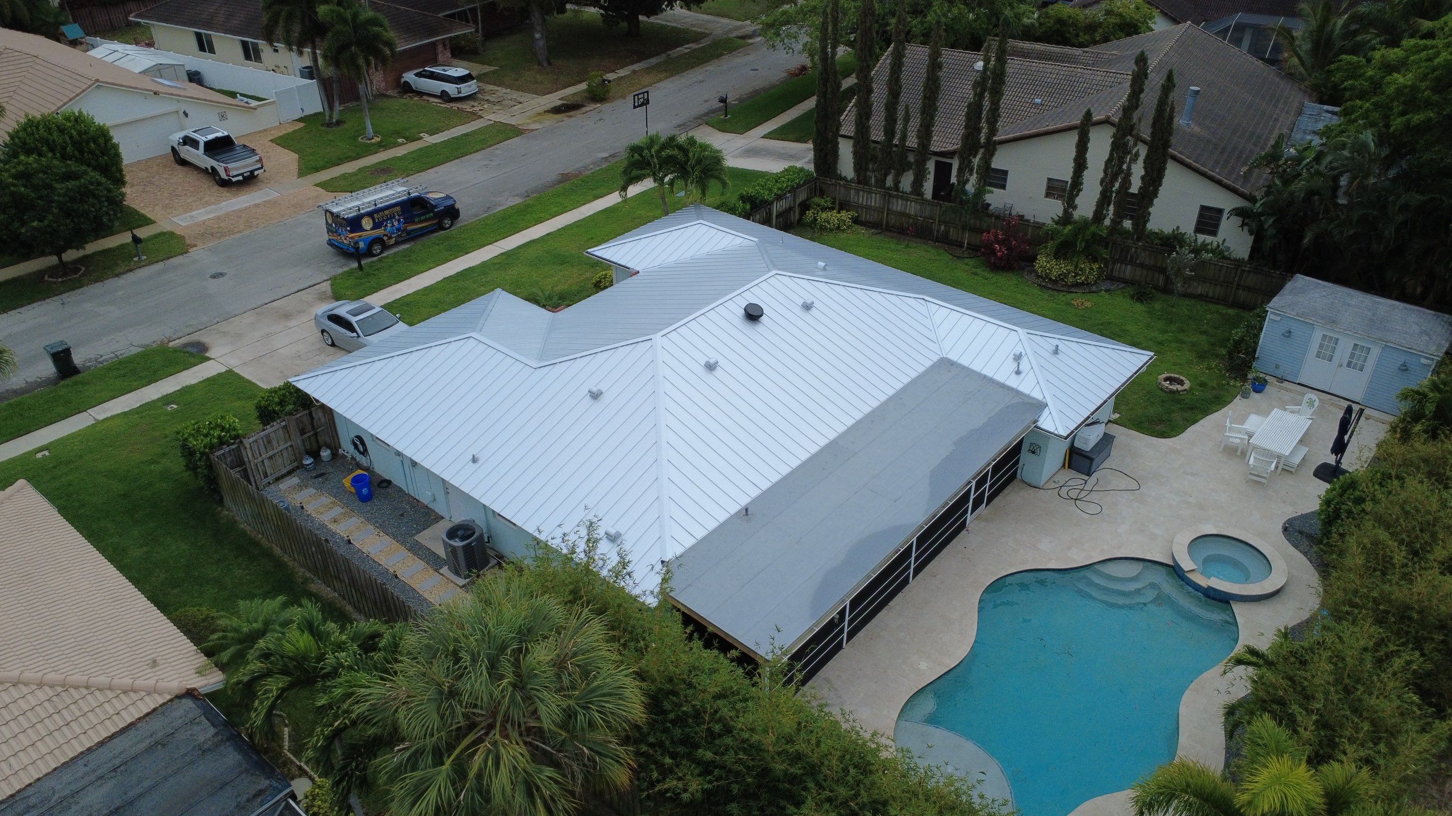 Residential Roofing Installation using 1" Nail strip metal roof by BLUES BROTHERS ROOFING