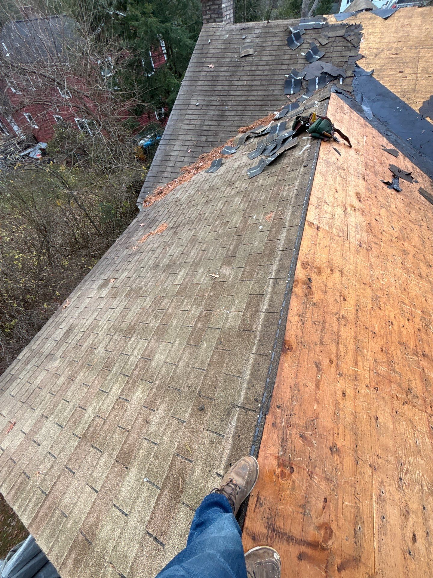 GAF Charcoal Roof Replacement with Vent Leak Repairs, PVC Fascia & Leaf Guard Gutters by Sensible Home Solutions