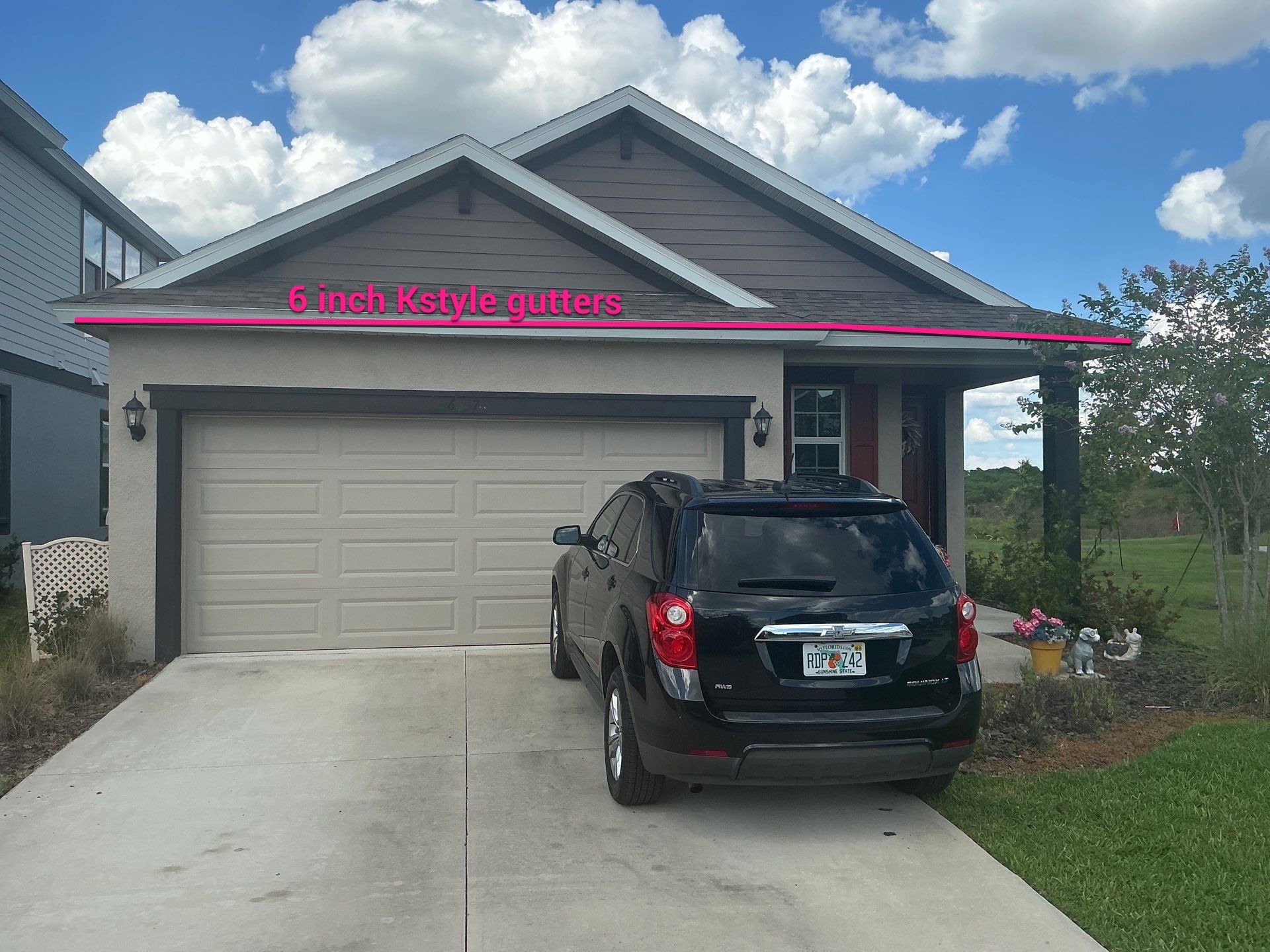 3X4 elbow Downspouts using Musket Brown Seamless Gutters in Lakeland FL by Gutter Professors
