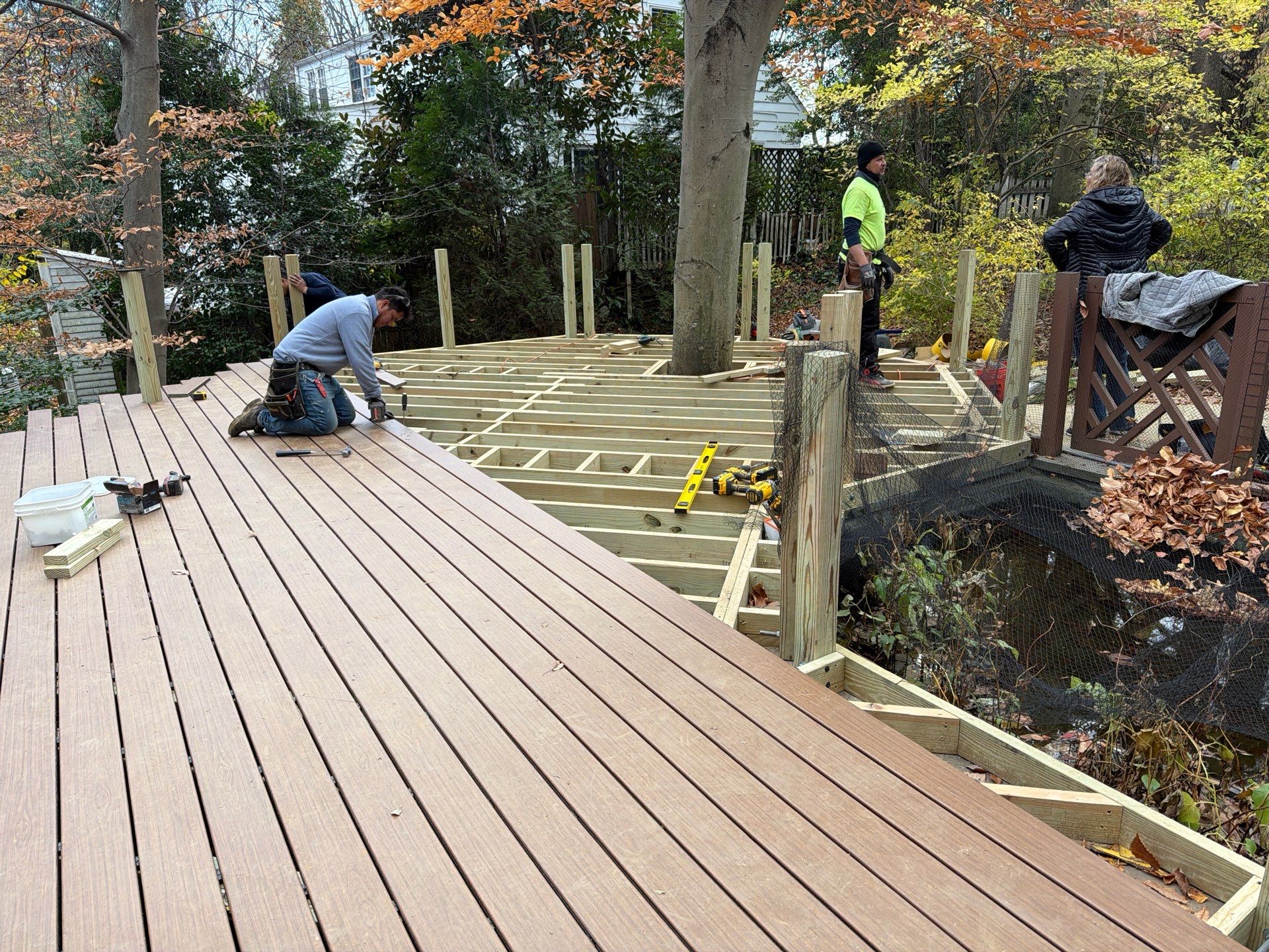 Custom Composite Deck Replacement with Geometric Railing in Bethesda, MD by Jakari Restoration & Construction LLC