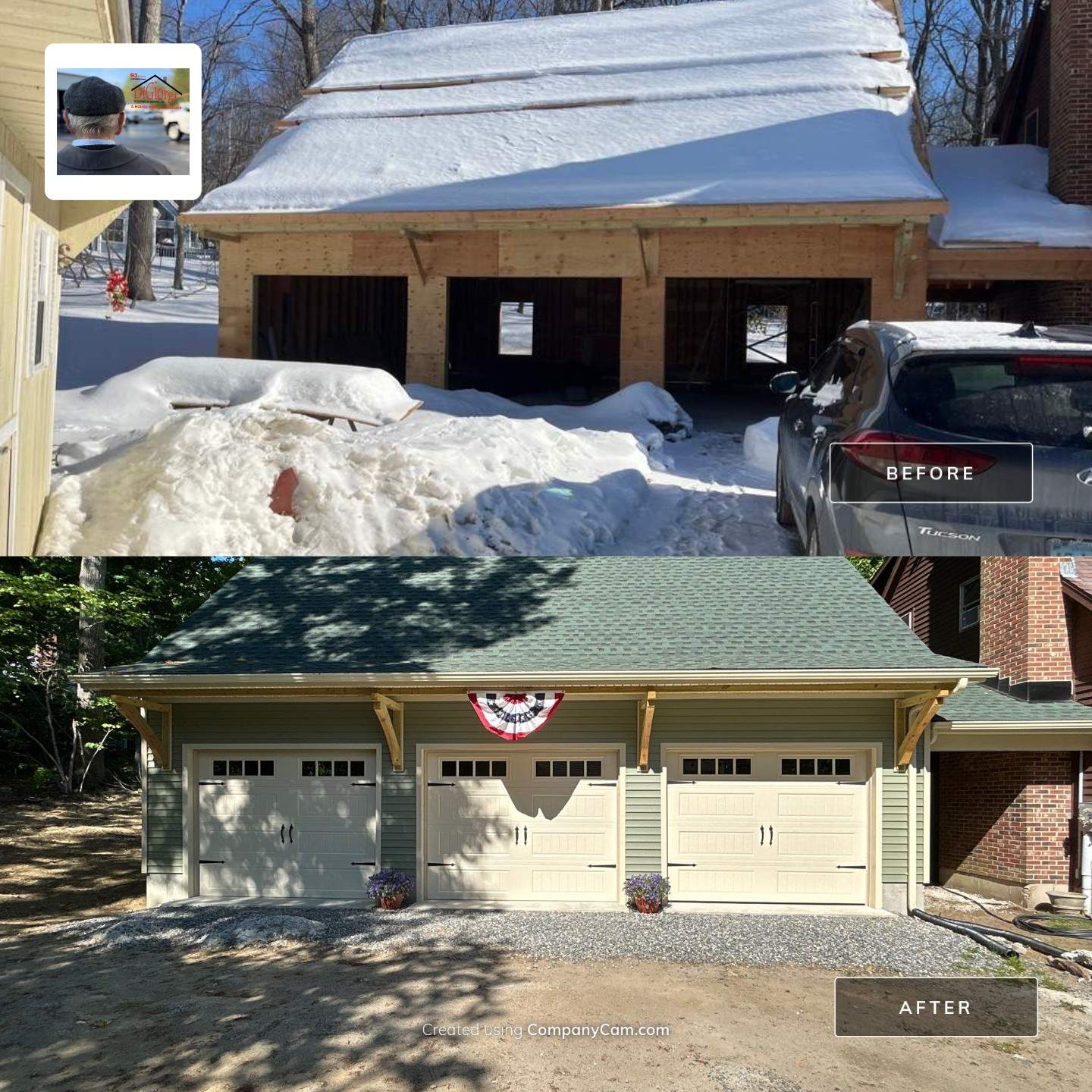 Garage Door Installation using Amarr Designer Choice door by DiGiorgi Roofing and Siding Inc