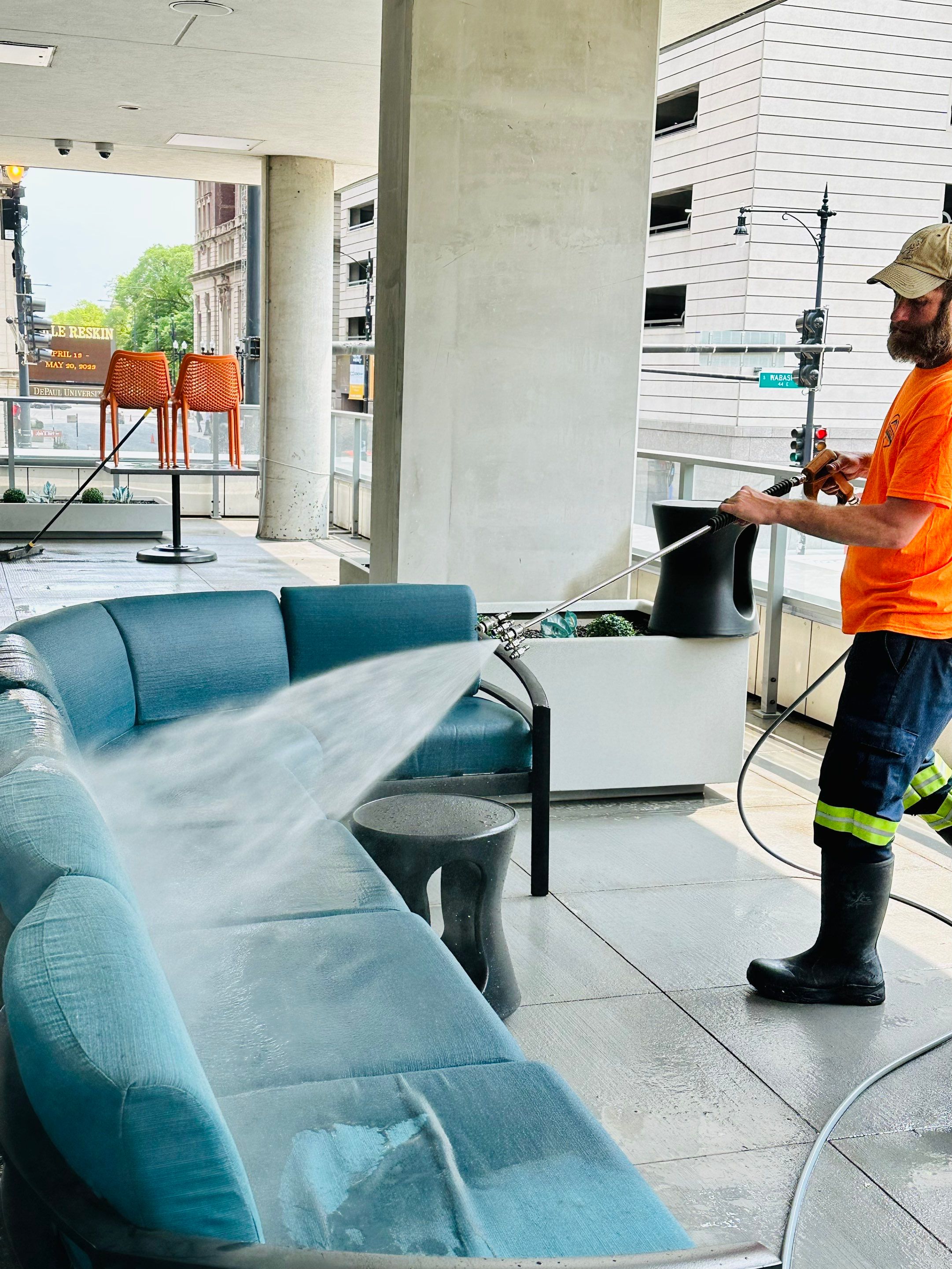 Chicago, IL Annual rooftop and sidewalk cleaning by Northern Power Washing LLC.