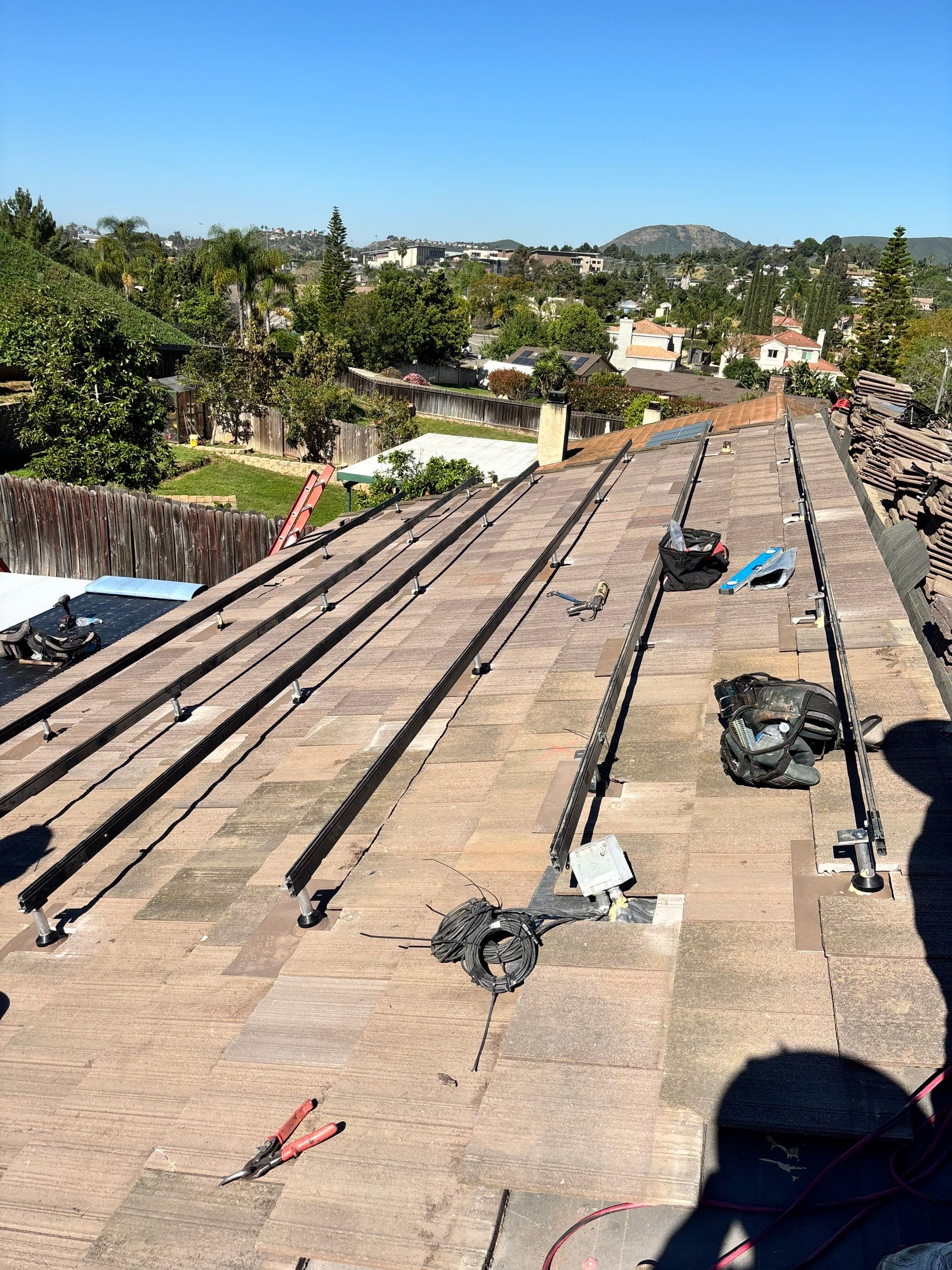 San Marcos Tile Roof Lift and Lay with Solar Stanchion Upgrade by Zenith Roofing Services