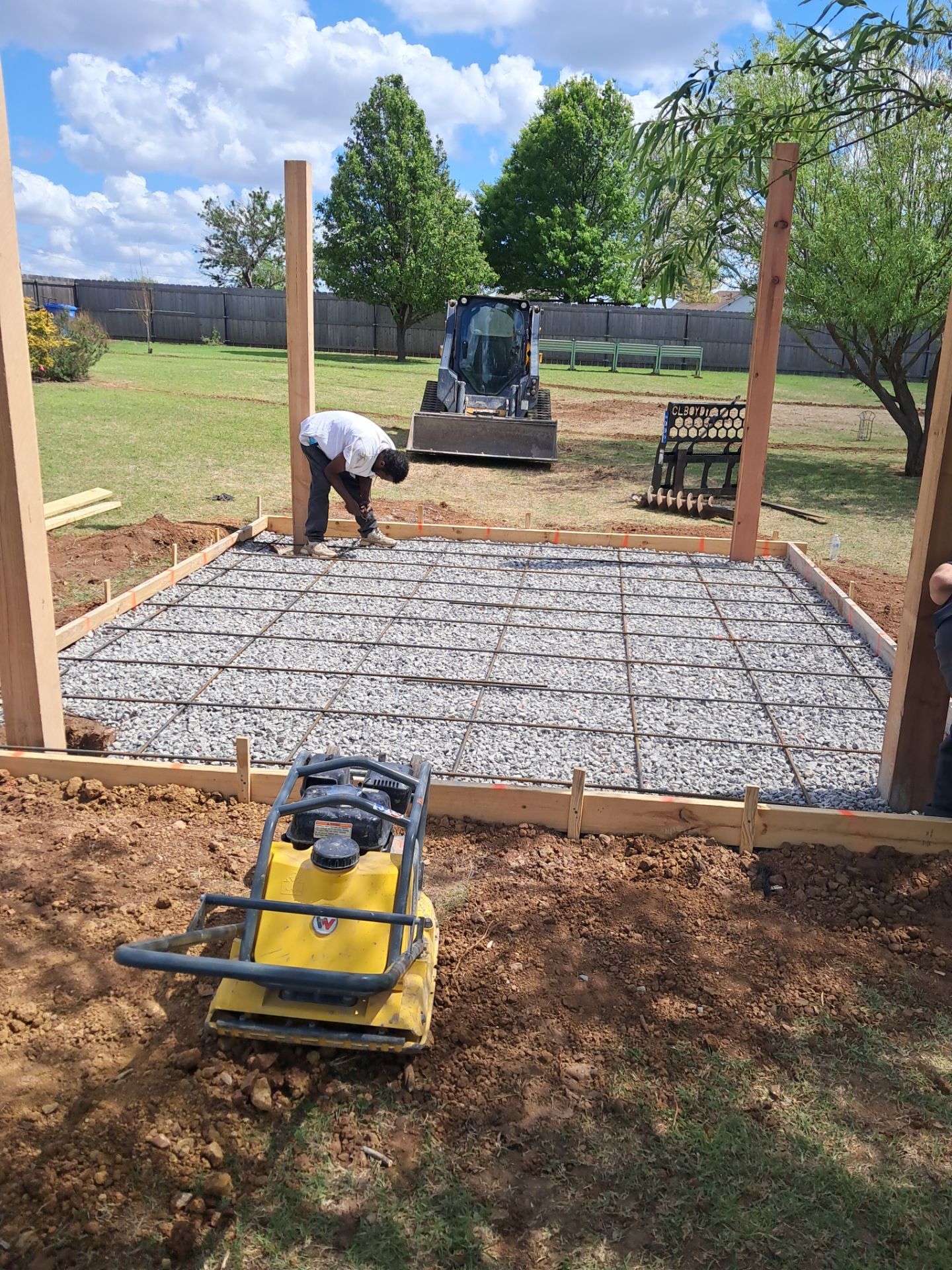 Stamped Concrete & Custom Pergola Build by Clays Services Inc