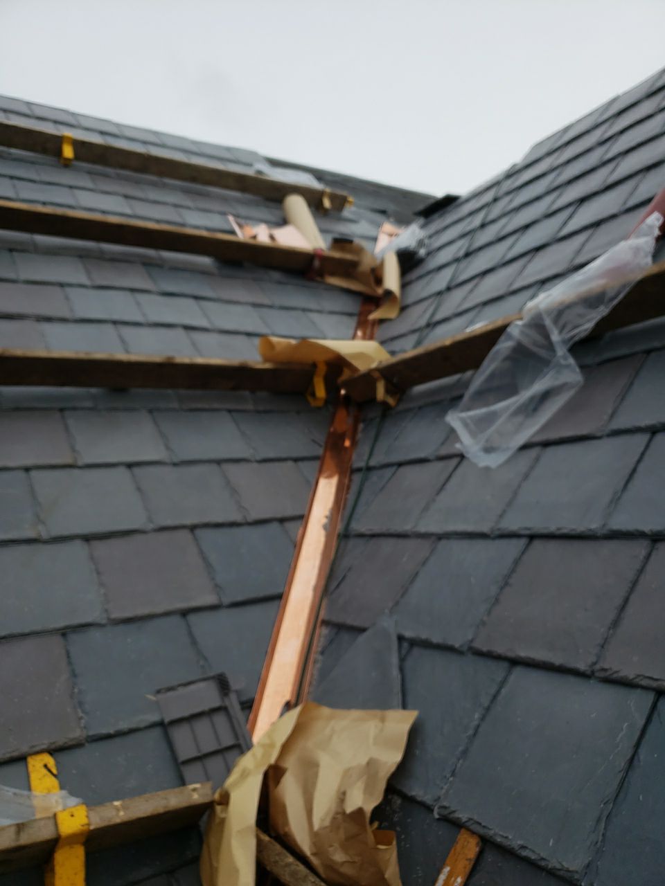 DaVinci Bellaforte Slate Installation with Copper Valleys by Custom Installations, Inc.