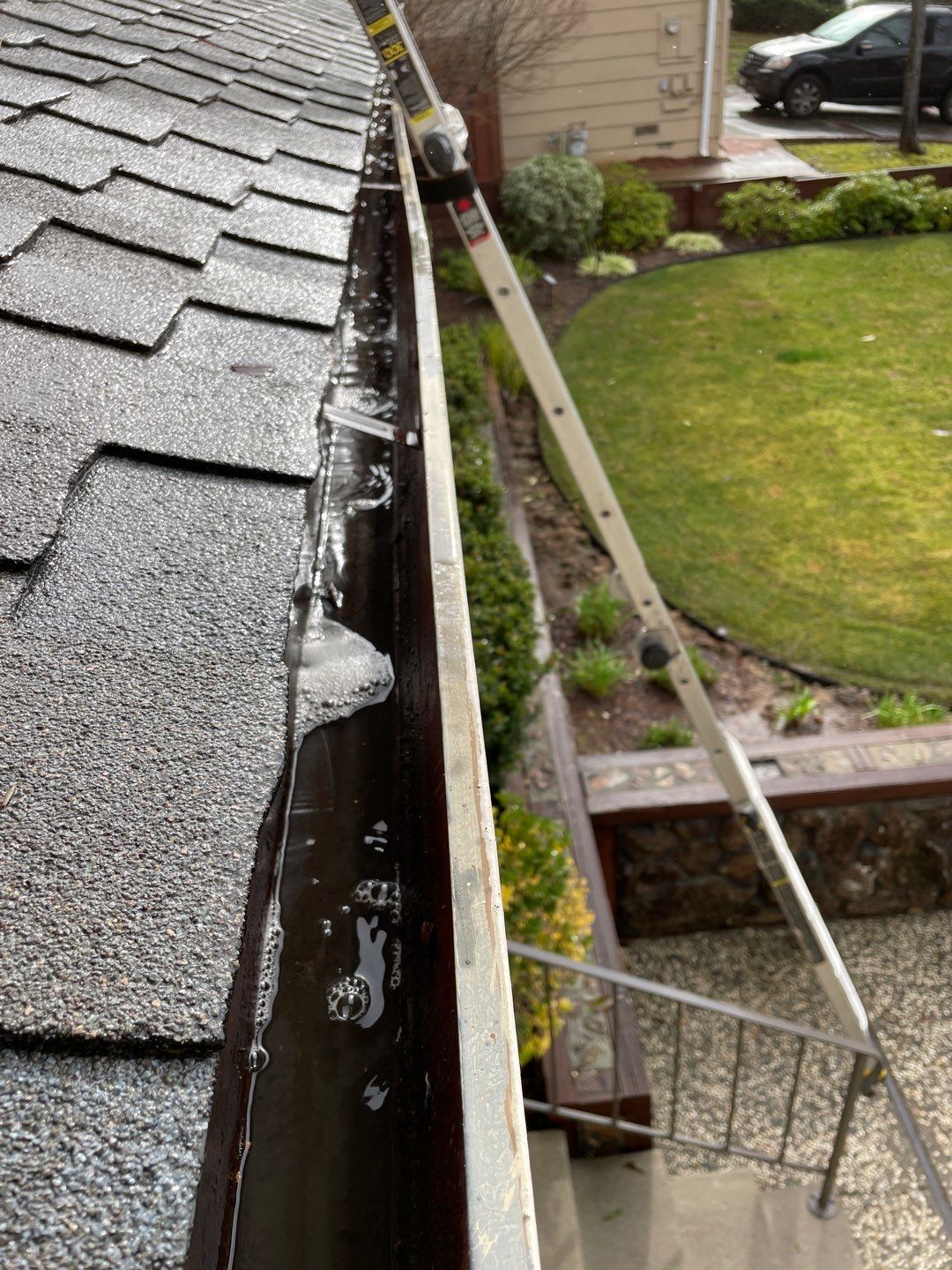 San Jose Gutter Cleaning on a 2 story home by All One Solar Shine