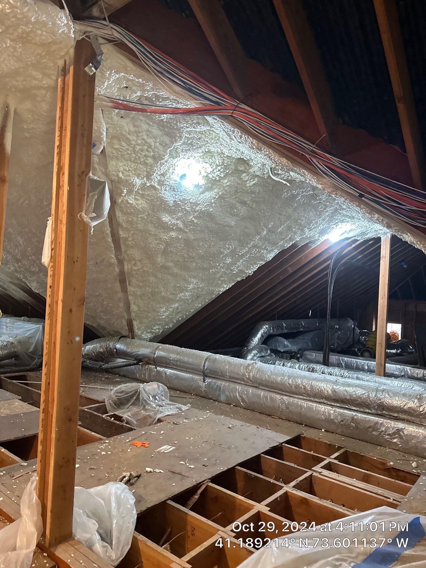 Attic Insulation using open cell spray foam by NYS Foam & Energy