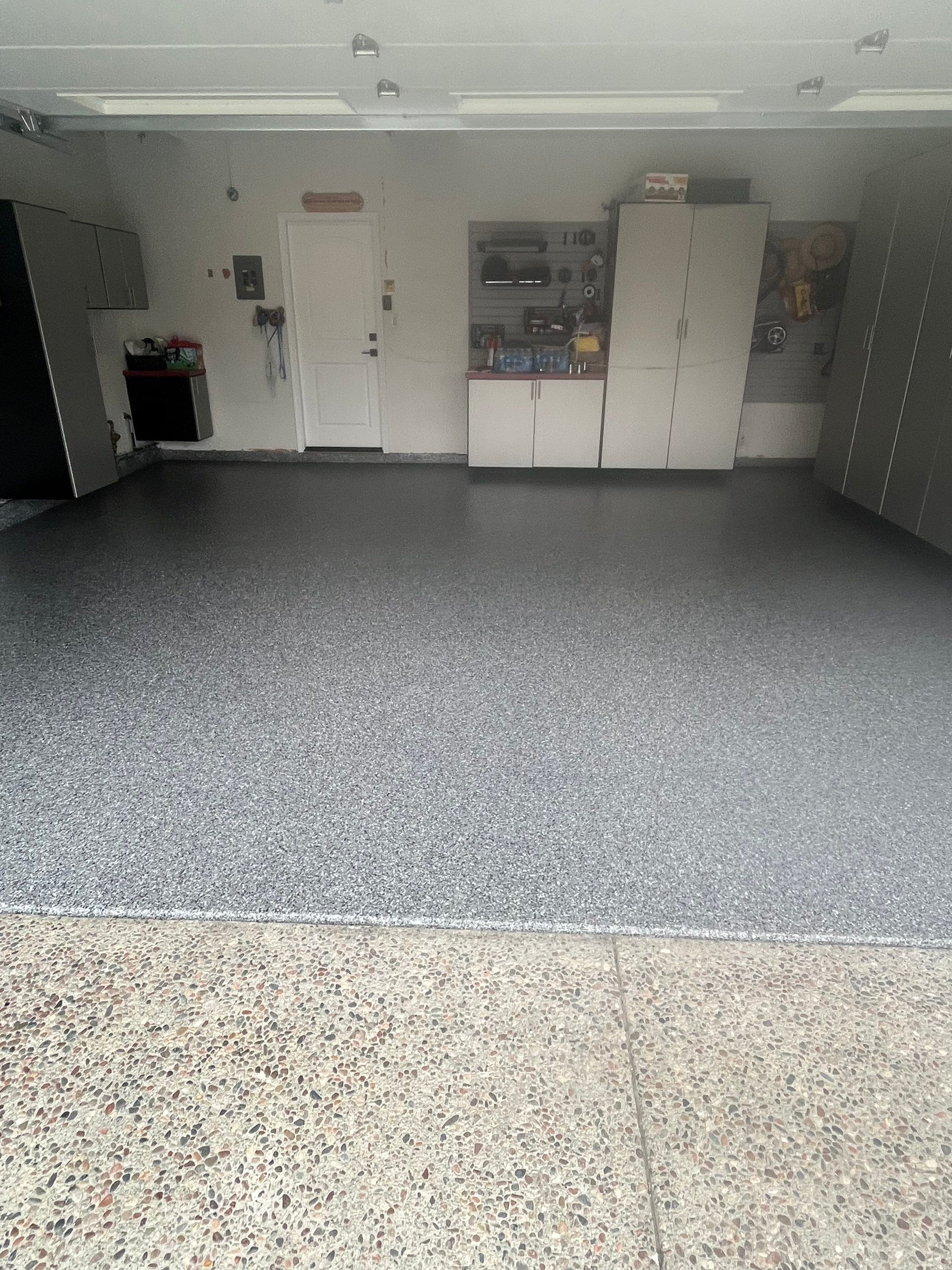 Garage Floor: Vinyl Chip using Midnight by J&C Concrete Restoration, Inc