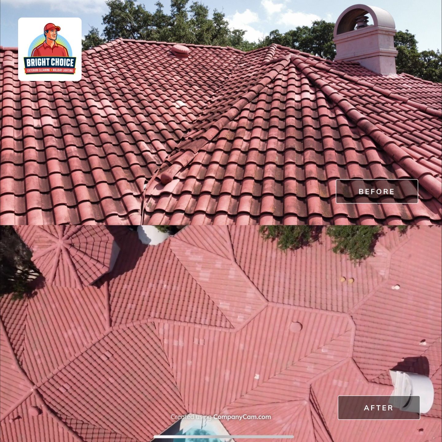 Tile Roof Wash Project in San Antonio by Bright Choice