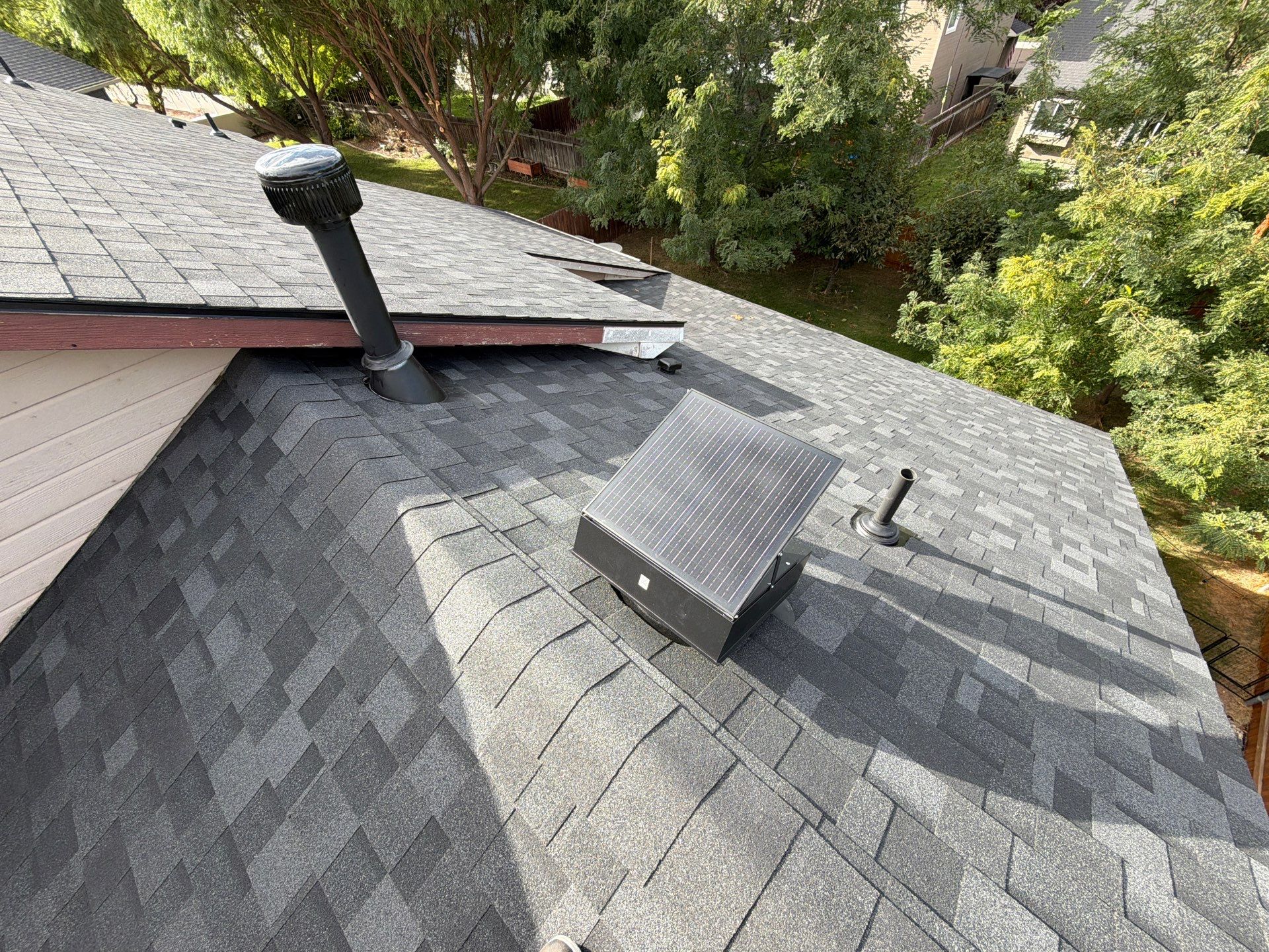Residential Roof Replacement in Meridian Featuring Charcoal Architectural Shingles by Olive Roofing