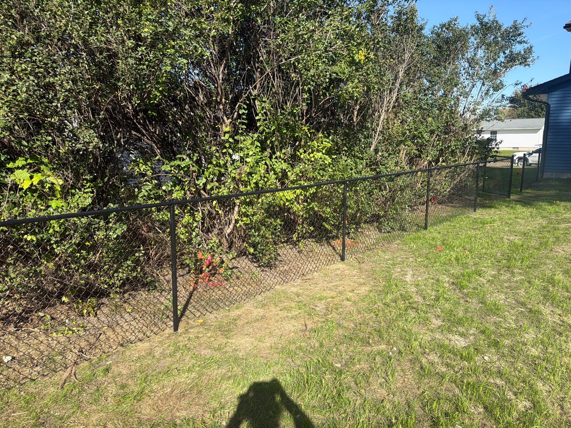 Black Chain Link Fence Installation with Double Gate in Cedar Falls by Perfect Picket Fence and Stain