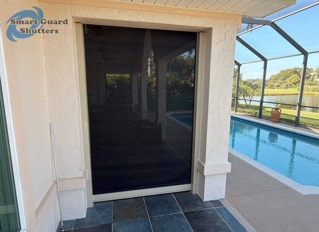 Ultrashield Hurricane Screen in Black/Beige by Smart Guard Shutters