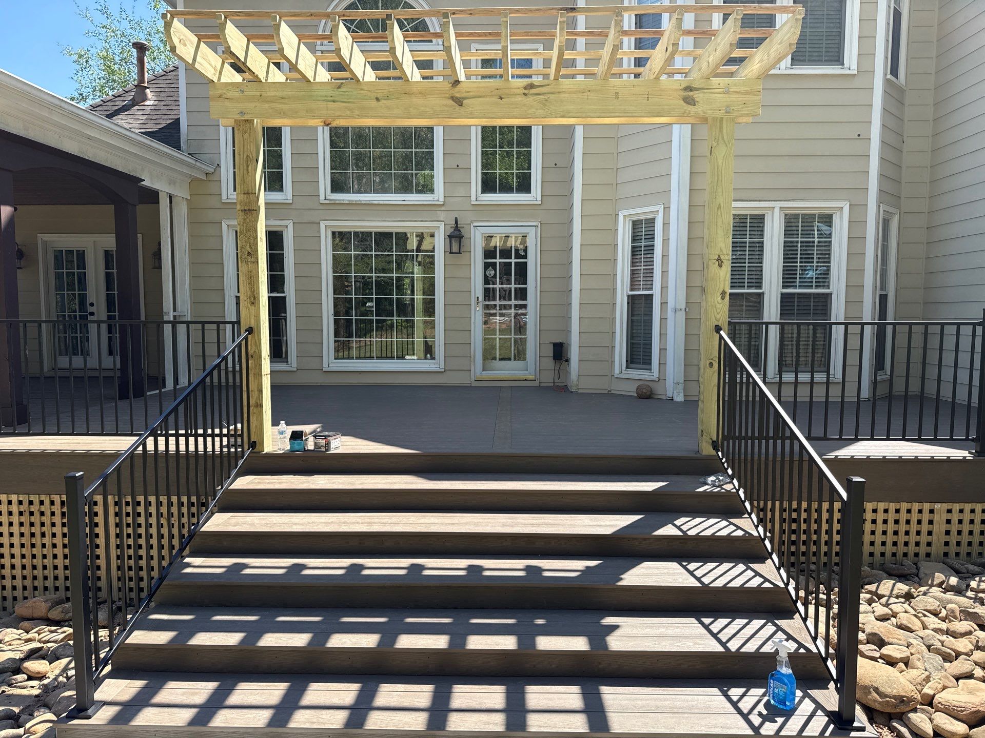 Marietta, GA Deck Replacement using Deckorators Venture Series Decking and Trex Steel Railing by Nelson Exteriors 