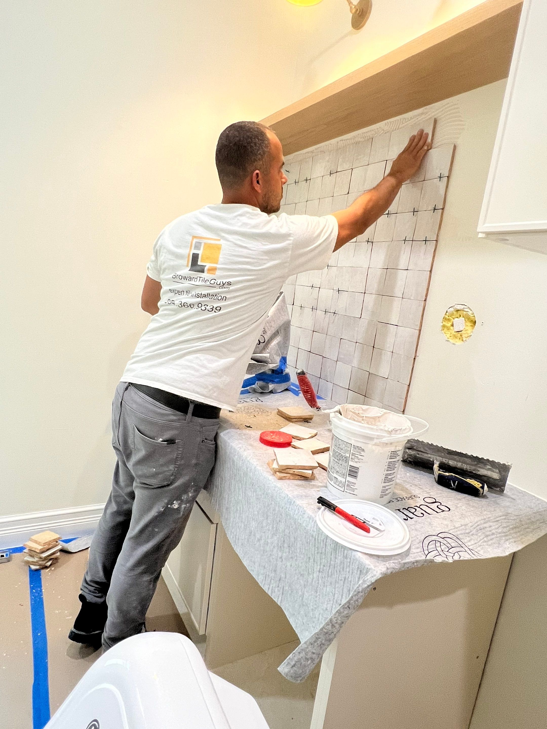 Laundry Room accent wall in Boca Raton by Broward Tile Guys