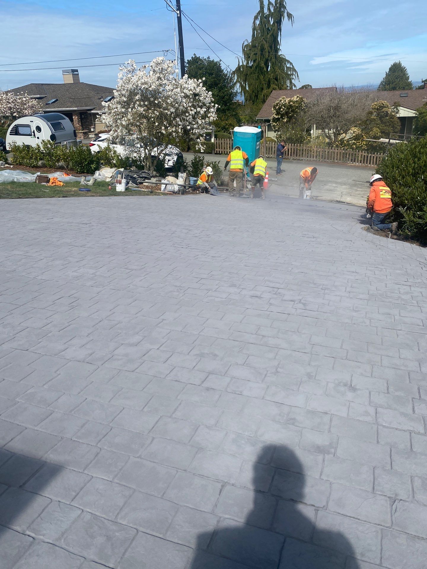 John | Stamped Concrete Driveway Makeover by Jireh Asphalt & Concrete Inc 