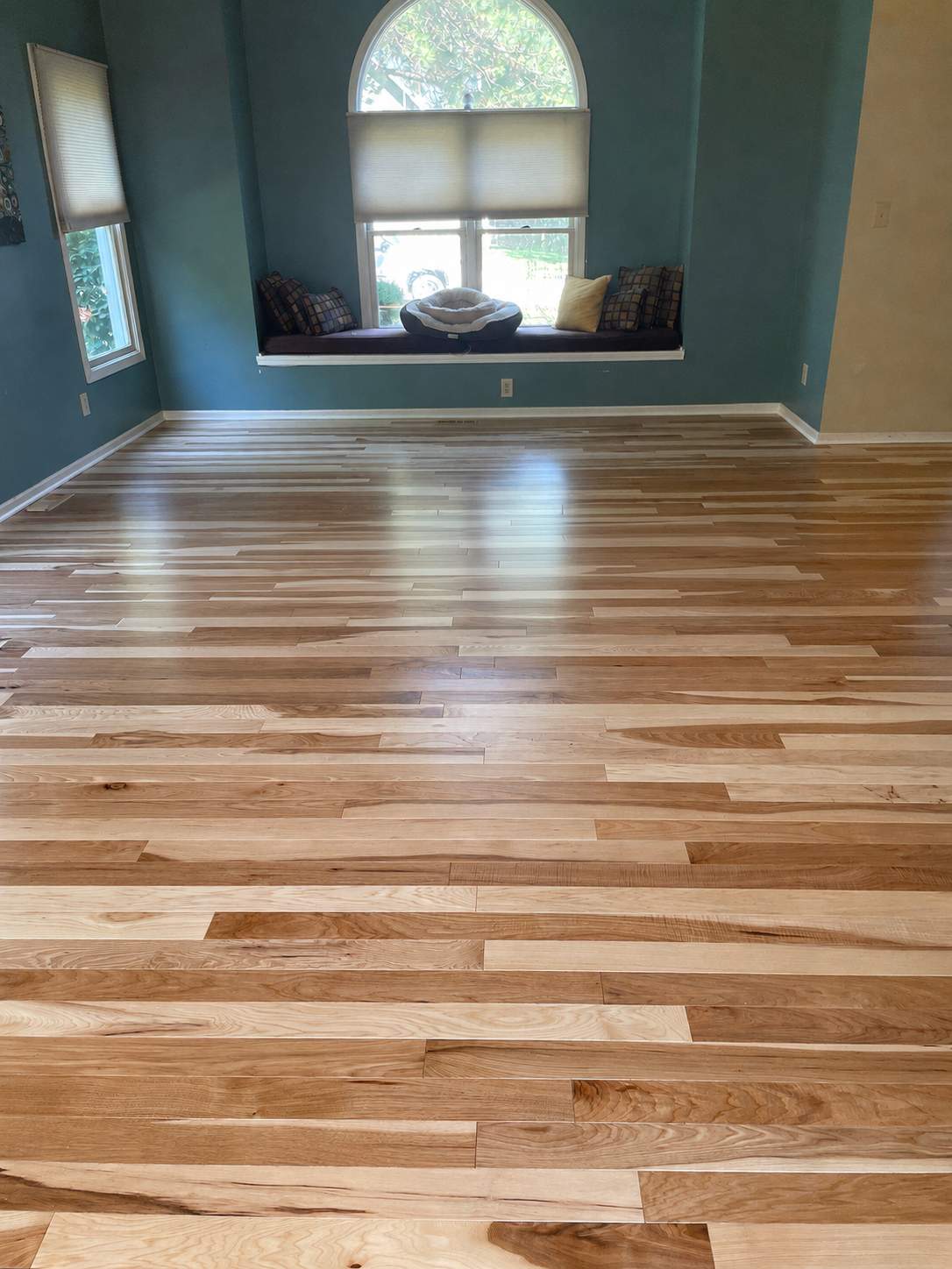 Natural Finish Solid Hickory Flooring Installation in Indianapolis by Brothers Floor Covering INC.