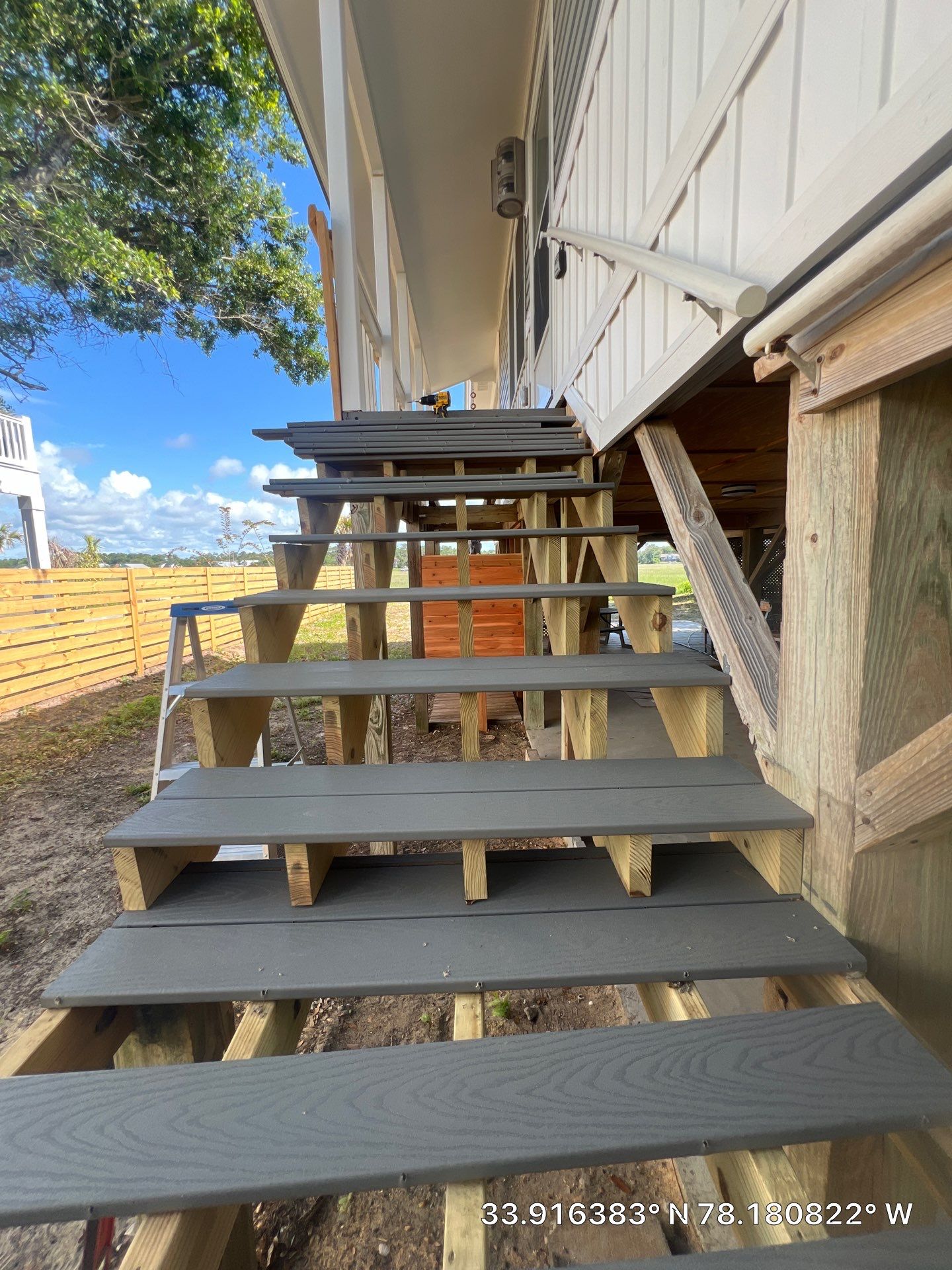 Exterior Stair Repair and Sidewalk Installation in Oak Island, NC by RGR Construction and Roofing, LLC