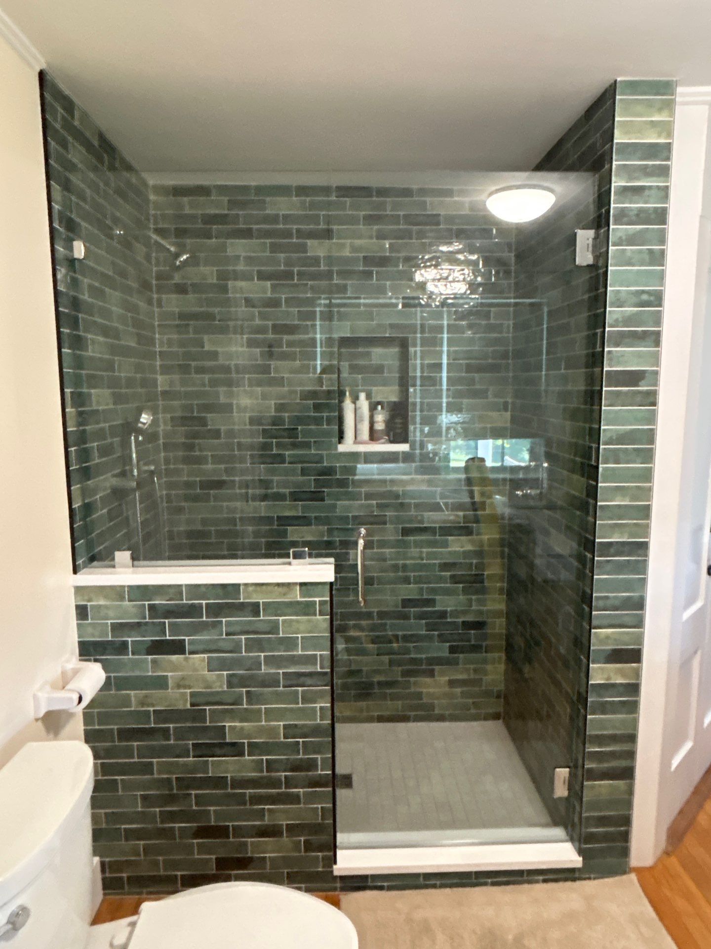 Bathroom Remodel using Tempered Shower Glass by Cheshire Glass Company