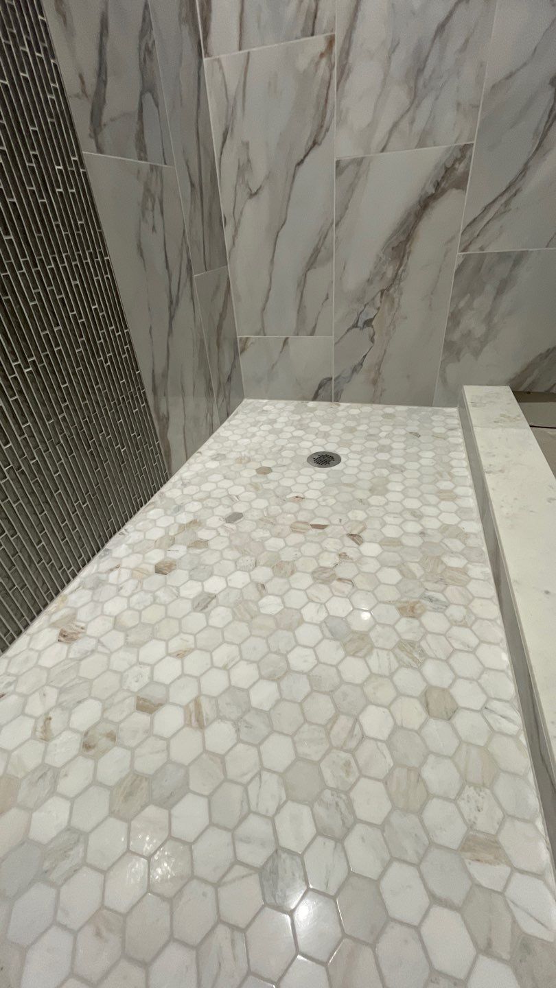Rain Glass Shower by Footprints Floors of East Atlanta