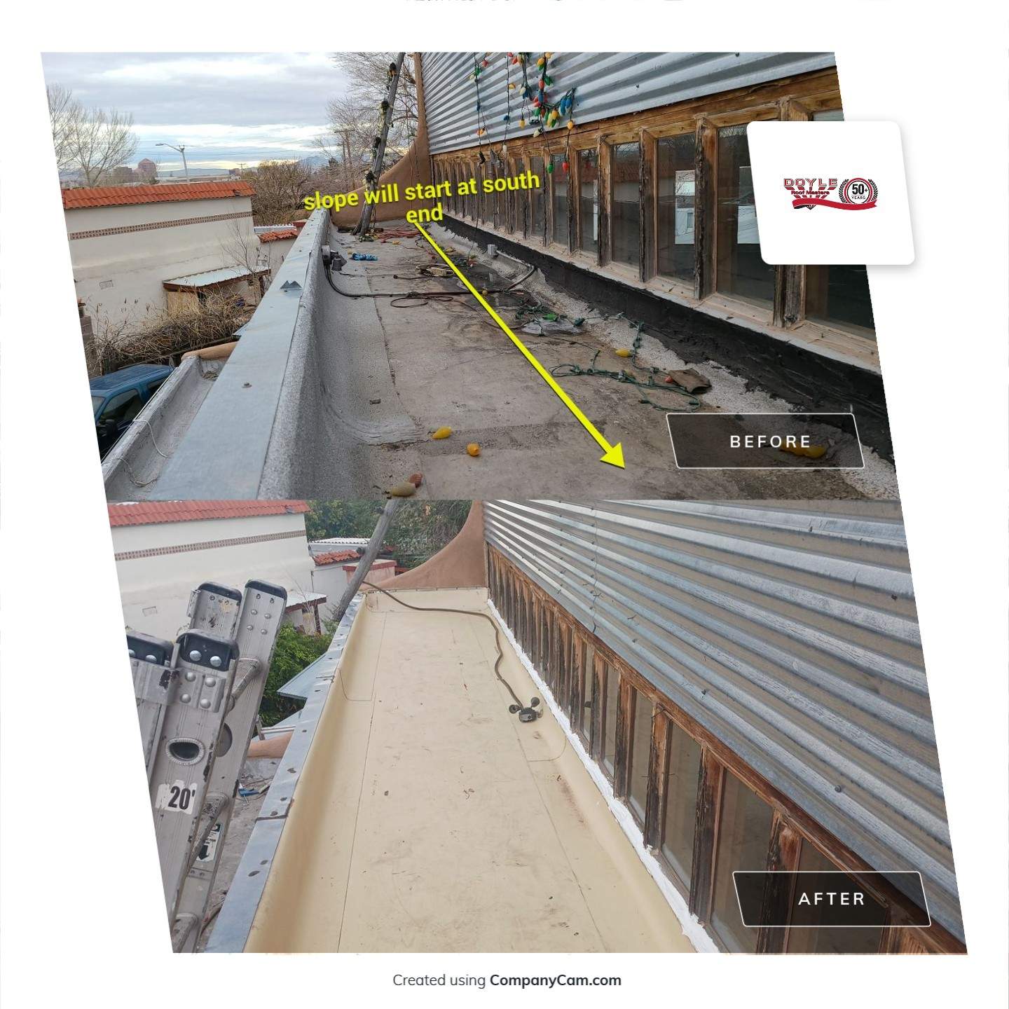 TPO Roof Replacement on entry of Albuquerque Restaurant by Doyle Roof Masters Inc