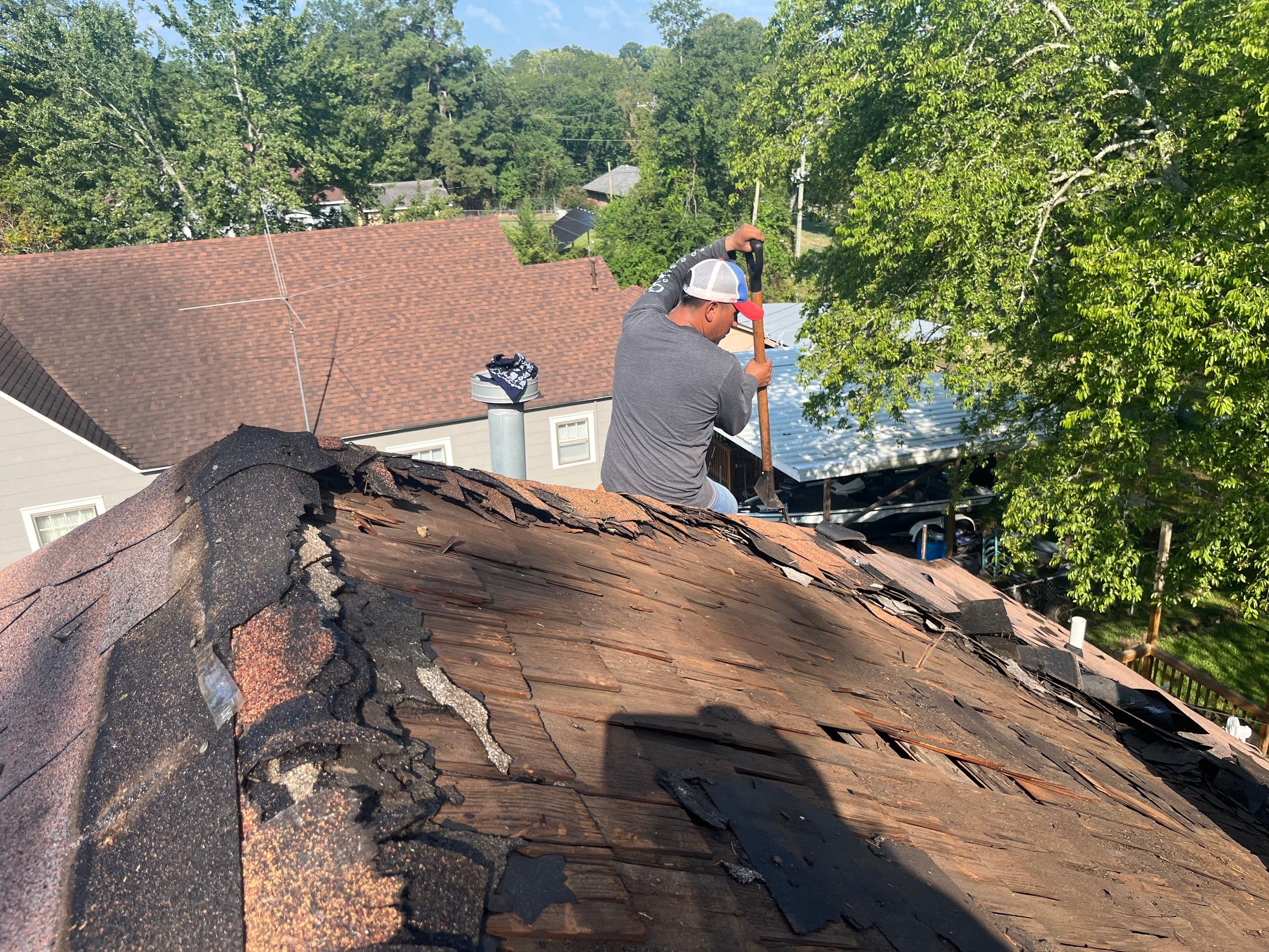 Residential Metal Roof Replacement using Reed's Metals: Colored Residental Panel (Burgundy) by Hostetler Roofing