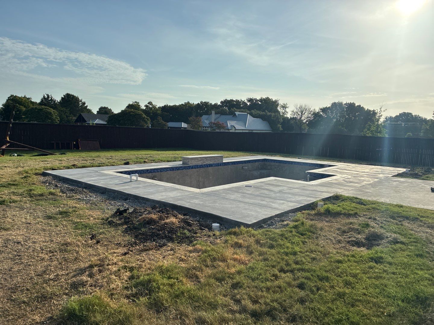 Custom In-Ground Rectangular Pool Installation in Wylie by Hobert Pools