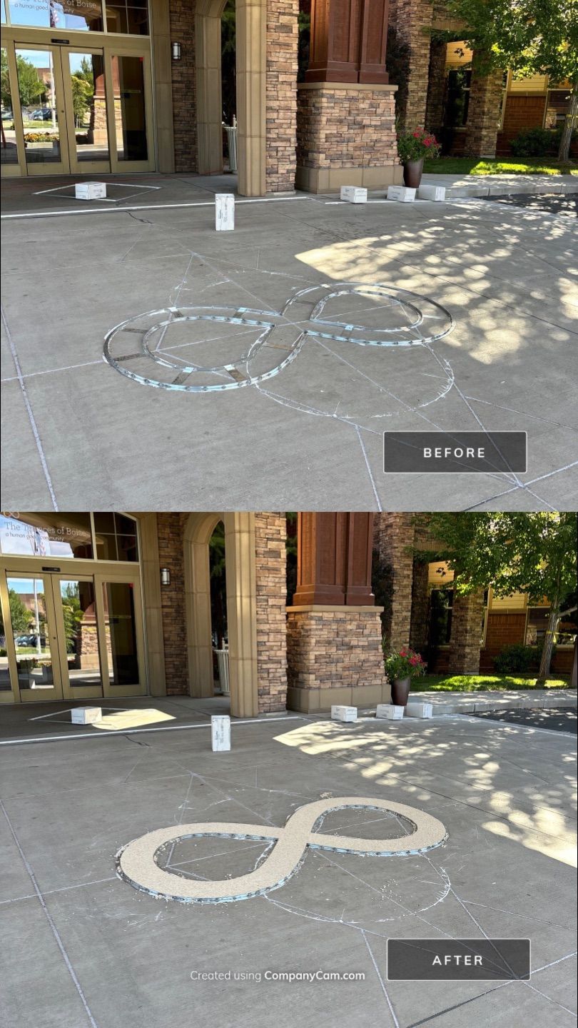 Custom Logo Inlay for Retirement Village by Mr. Mudd Concrete