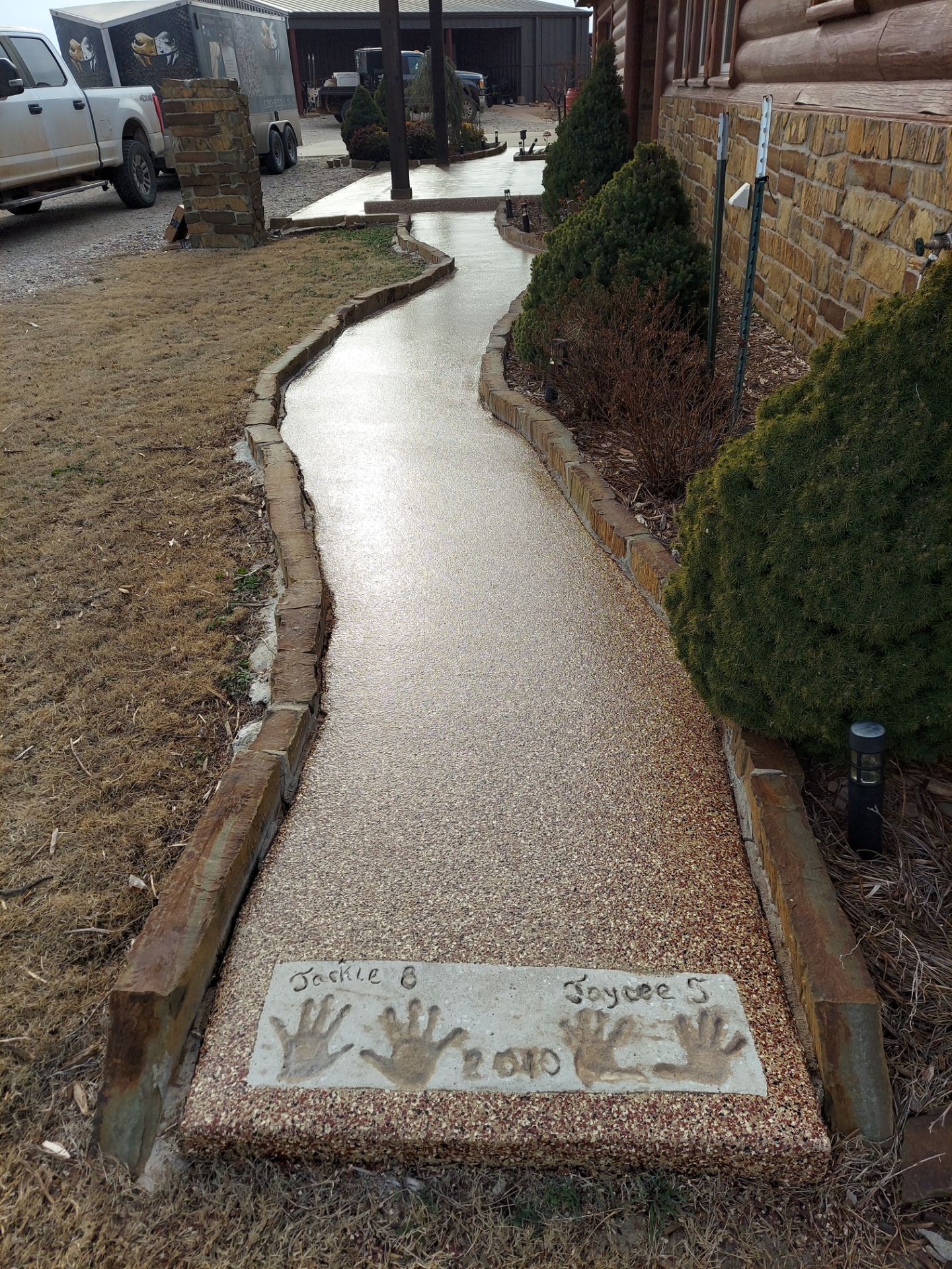Patio Coating Installation with Chestnut by Copperhead Coatings