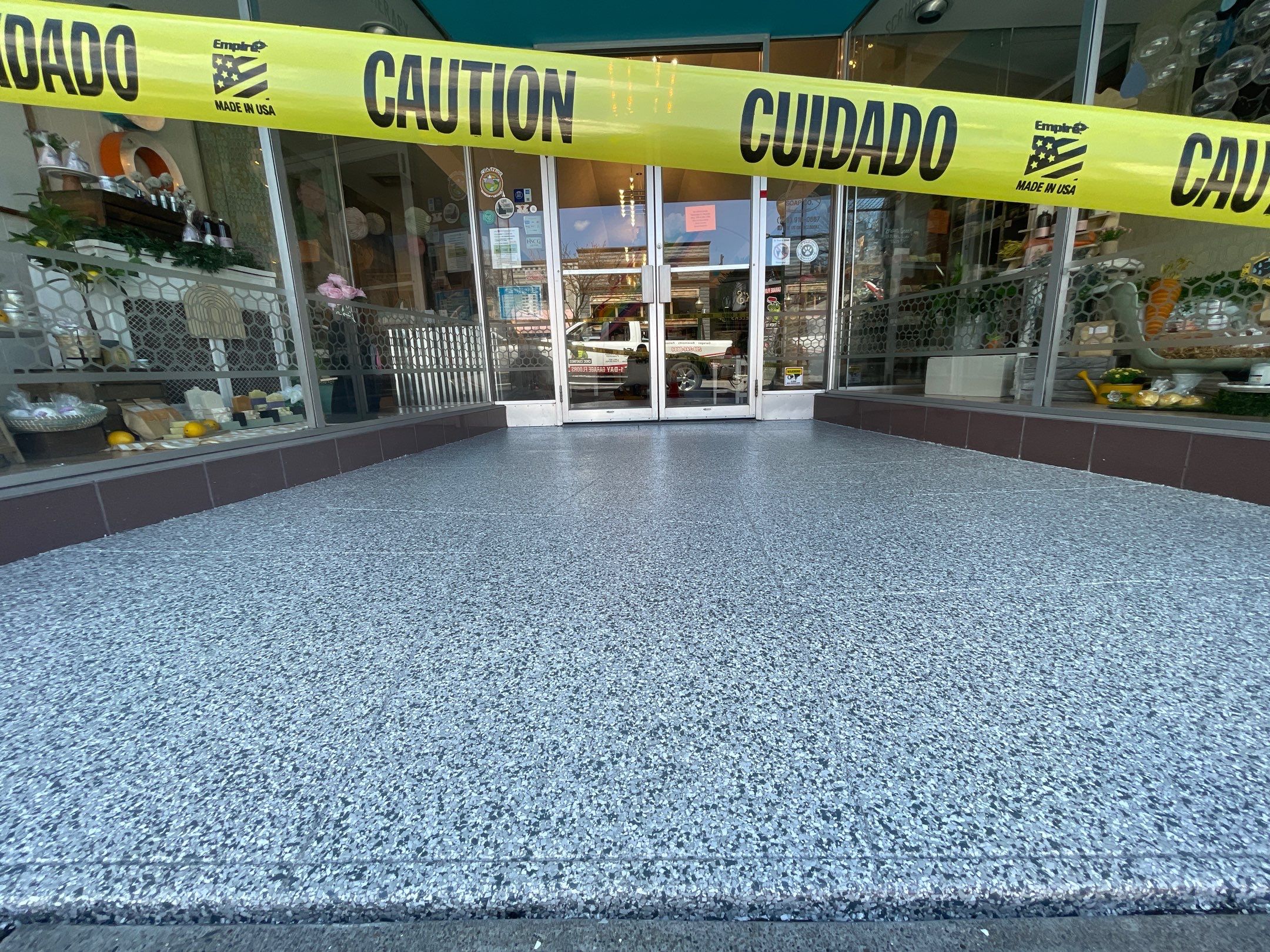 Commercial Floor Transformation using Slate Stone by Croc Coatings, LLC