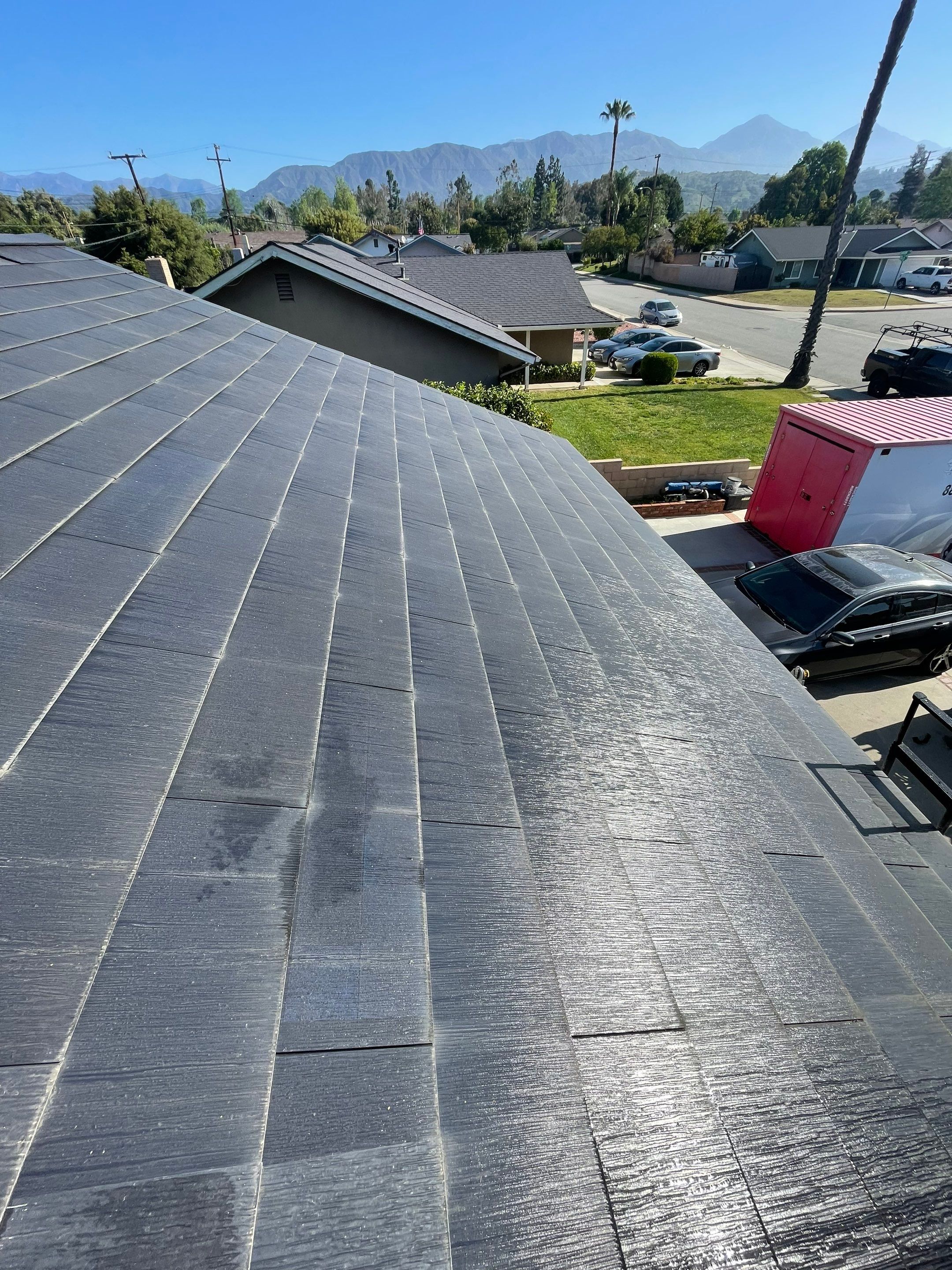 Tesla Roof Cleaning in La Verne Ca by Palm Coast Solar Cleaning