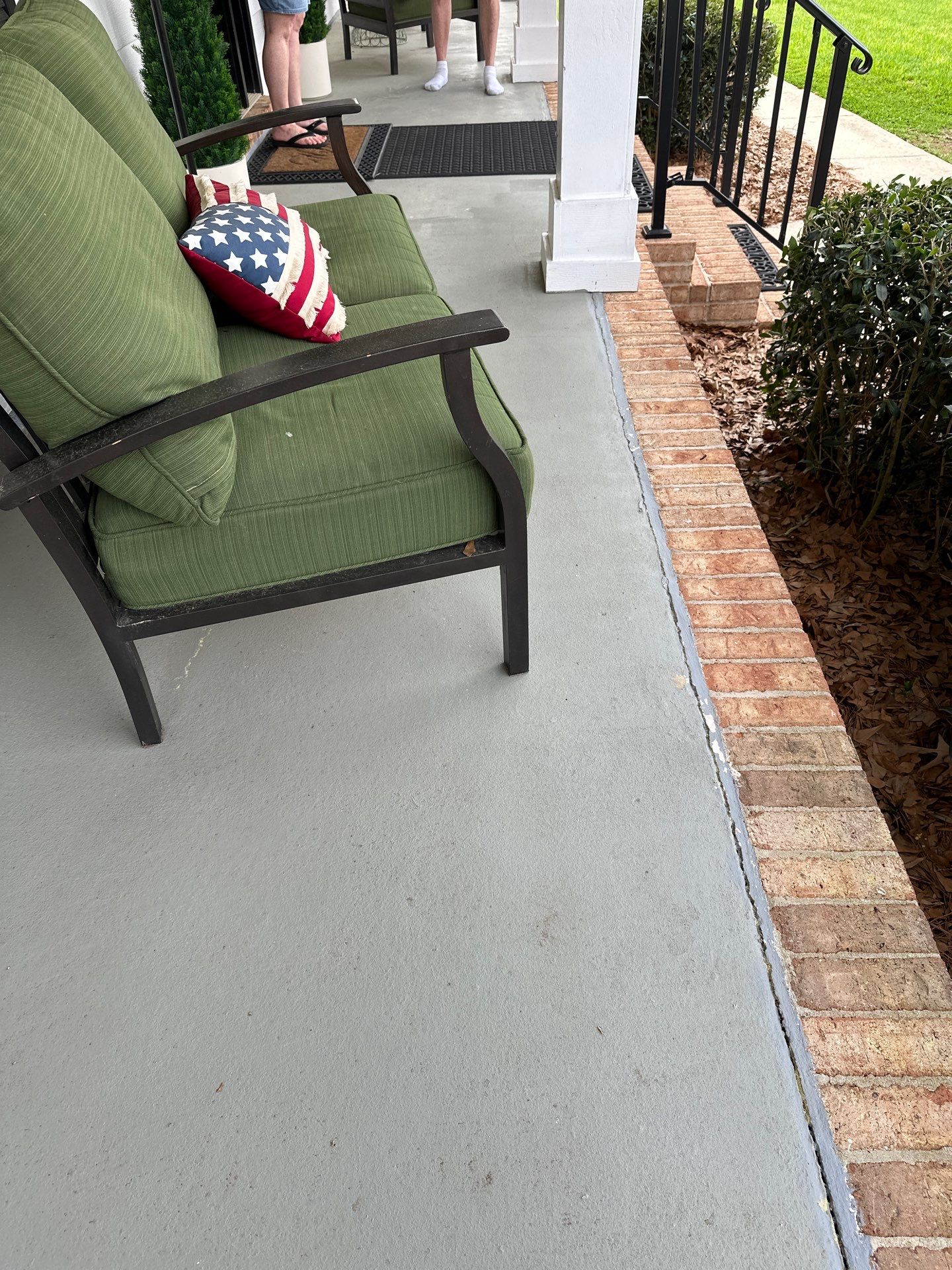 Wood-Grain Stenciled Concrete Porch Resurfacing in Mobile by Cornerstone Hard Surface Restoration 
