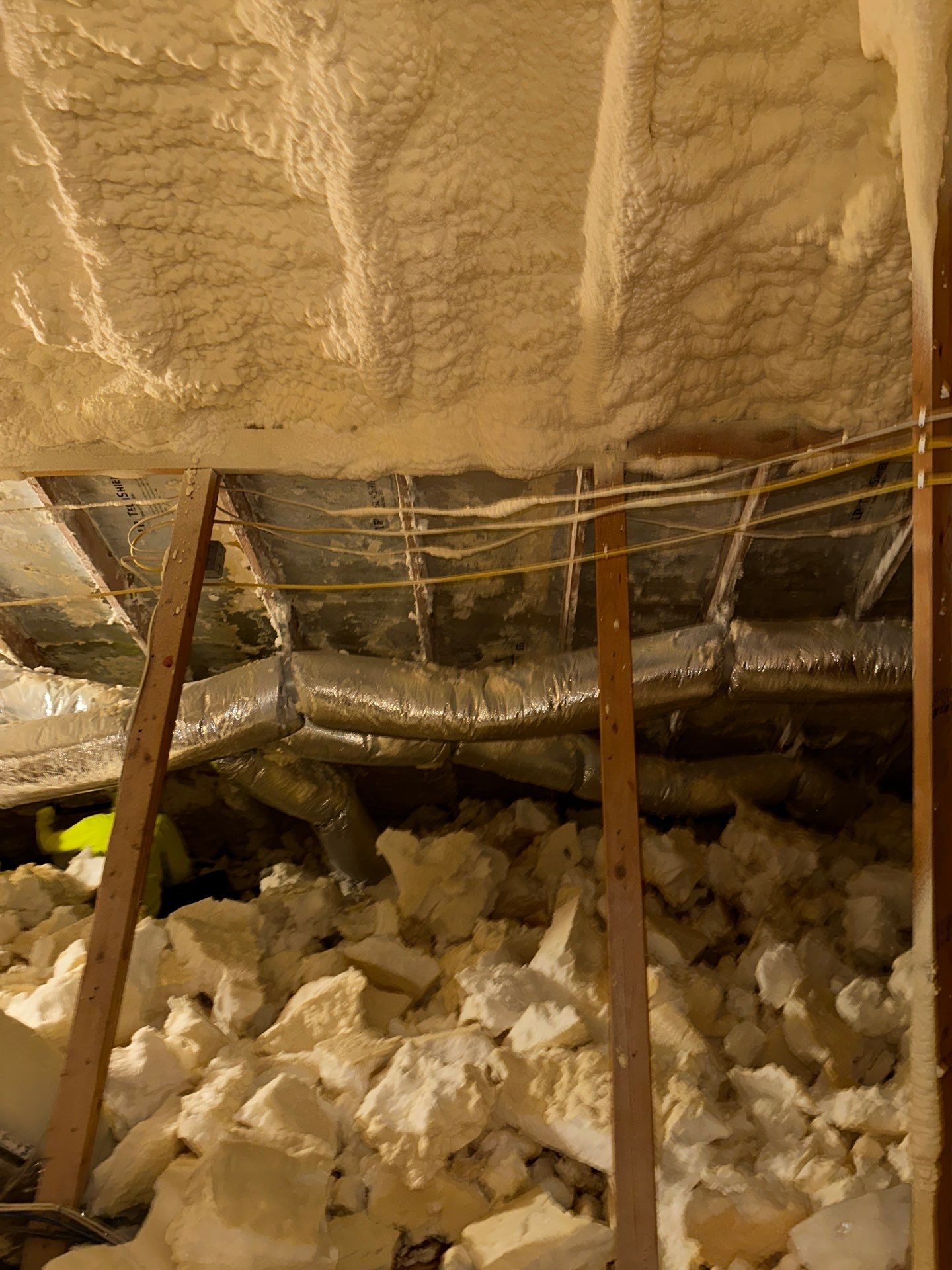 Spray foam insulation removal & re spray by Apex Insulation Solutions