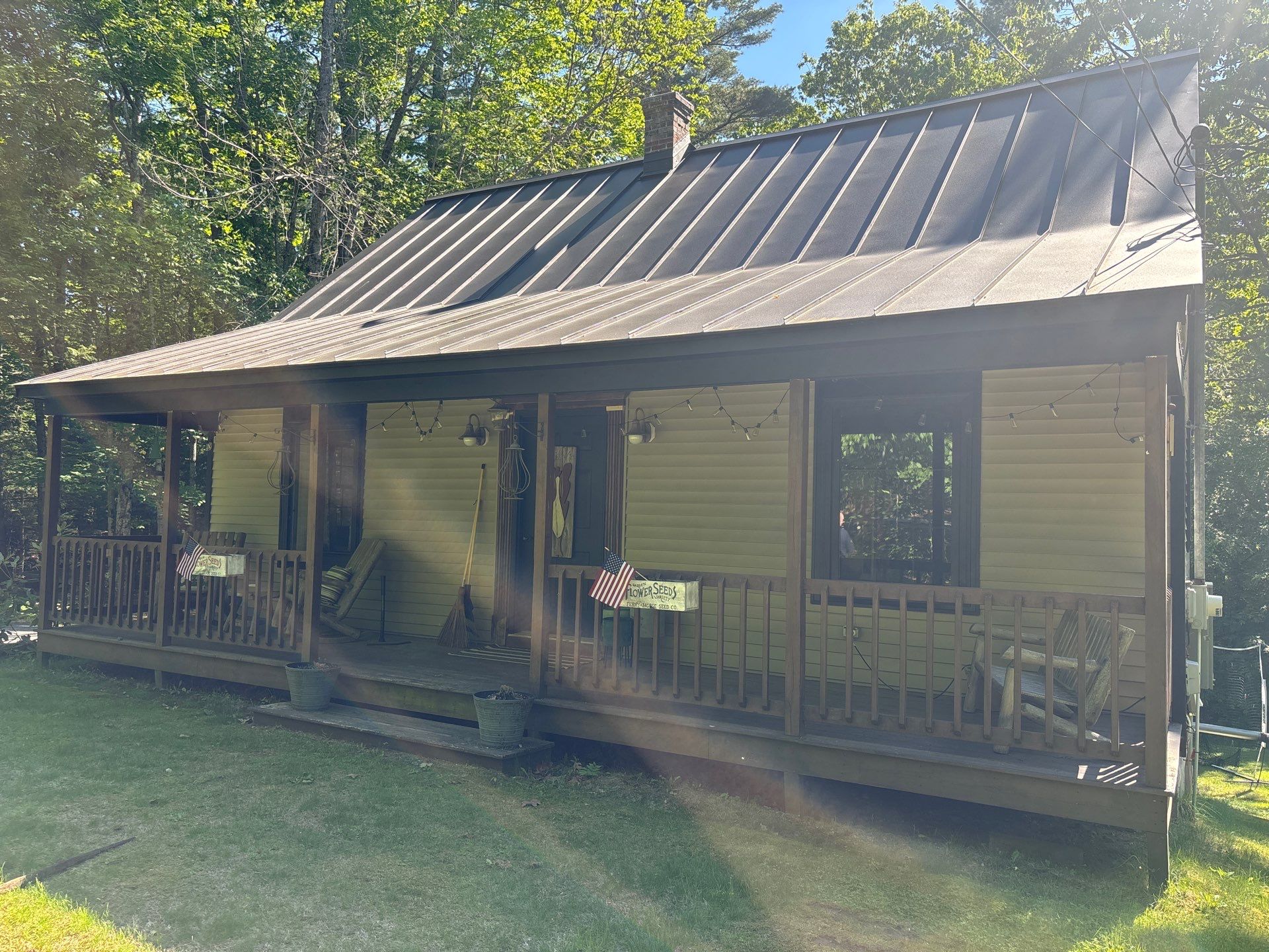 Sage Green Board and Batten Siding and Deck Upgrade in Standish by Tall pine roofing