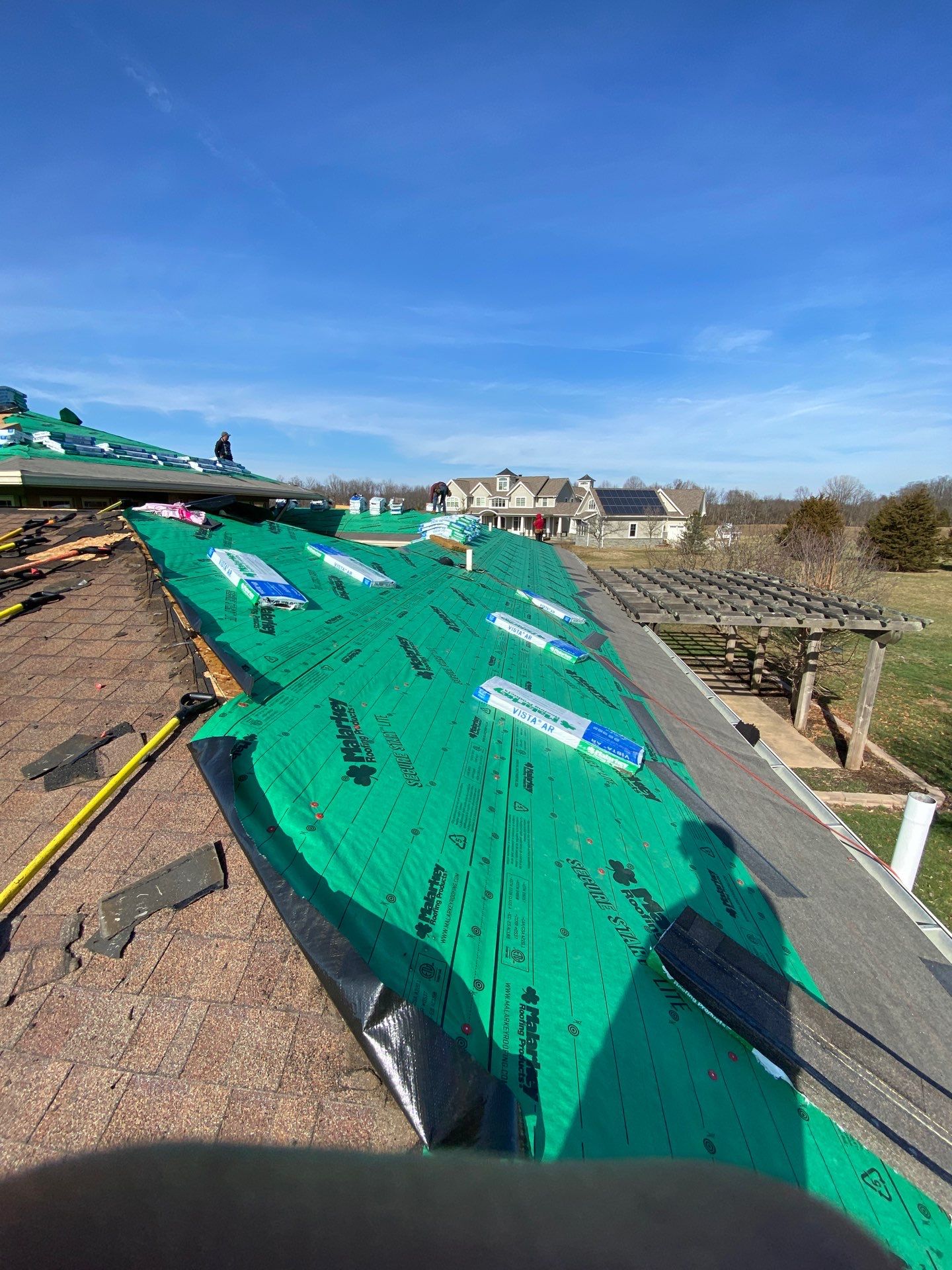 Residential Roofing Installation using Malarkey Vista AR Shingles (Weathered Wood Plus) by Koontz Construction