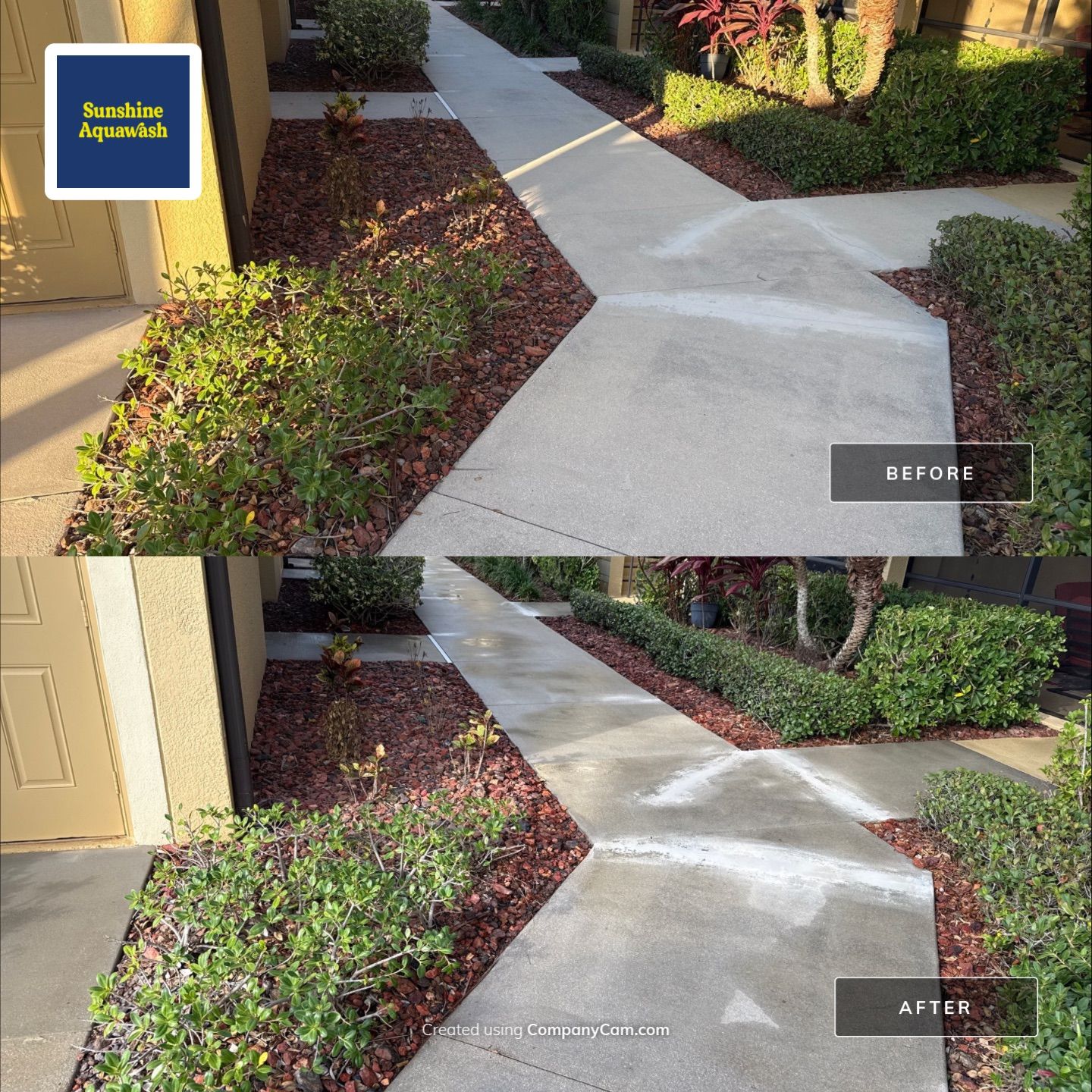 HOA Condo Concrete Driveway & Sidewalk Cleaning – River Strand Community, Bradenton, FL by Sunshine AquaWash