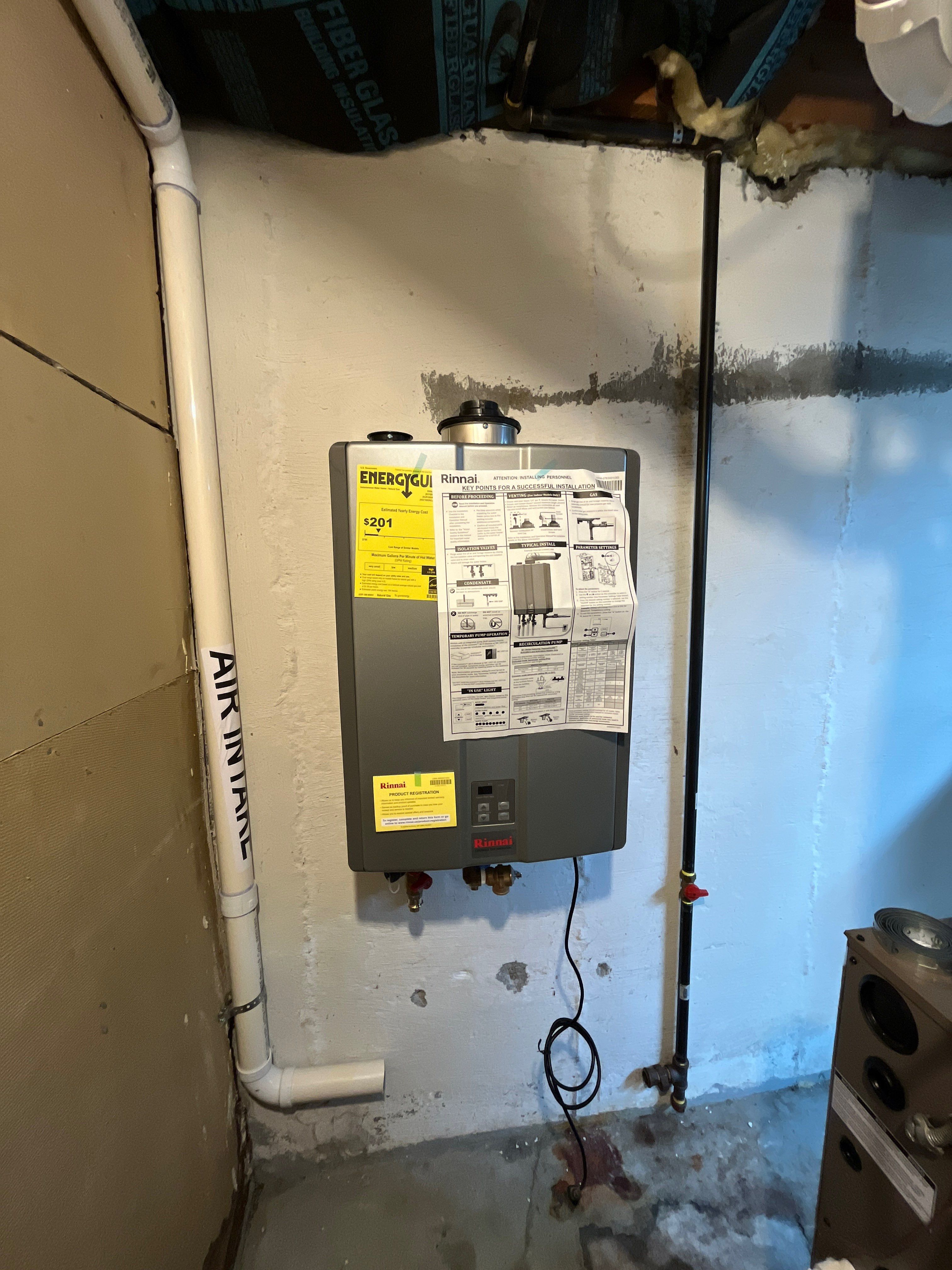 Rinnai Tankless Install by Stake Plumbing and Heating