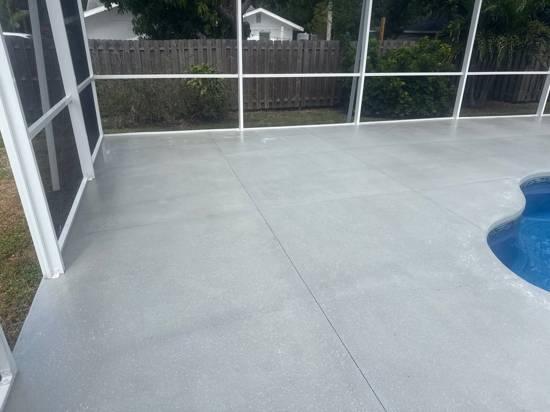Painted Pool Deck & Pool Cage Cleaning in Allendale – Bradenton, FL by Sunshine AquaWash