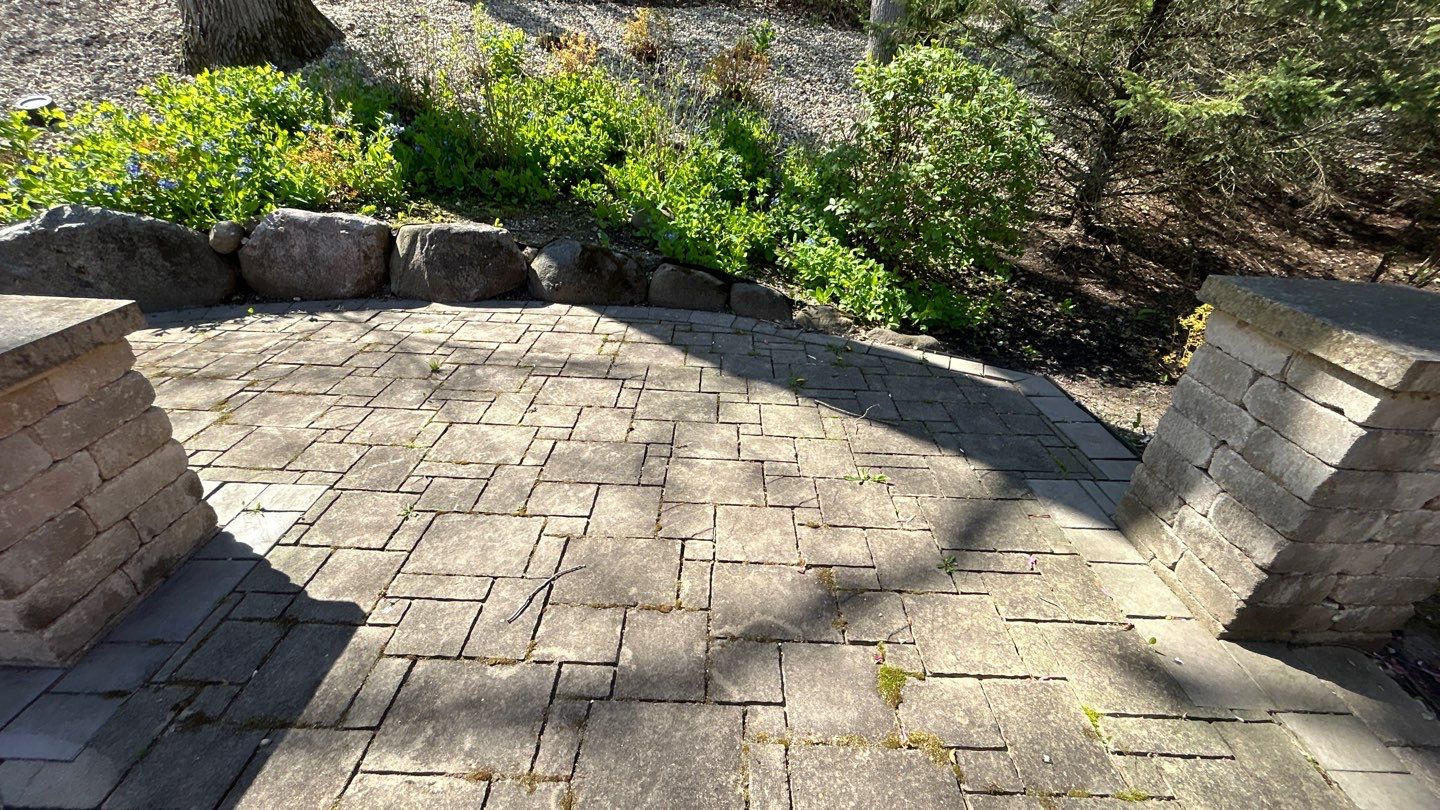 natural stone using Algaecide, soft wash soap by Northern Power Washing LLC.