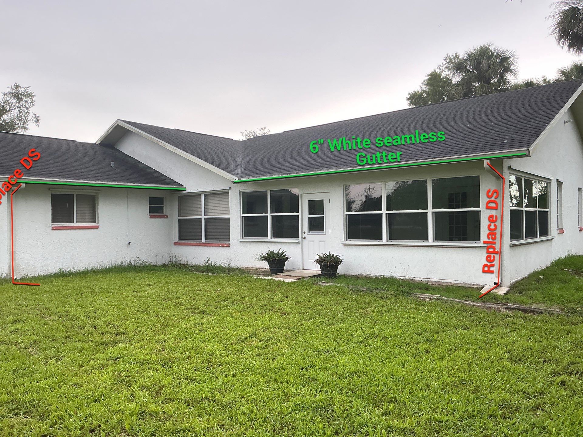 White Seamless Gutters with Splash Guards in North Fort Myers FL by Gutter Professor   by Gutter Professors