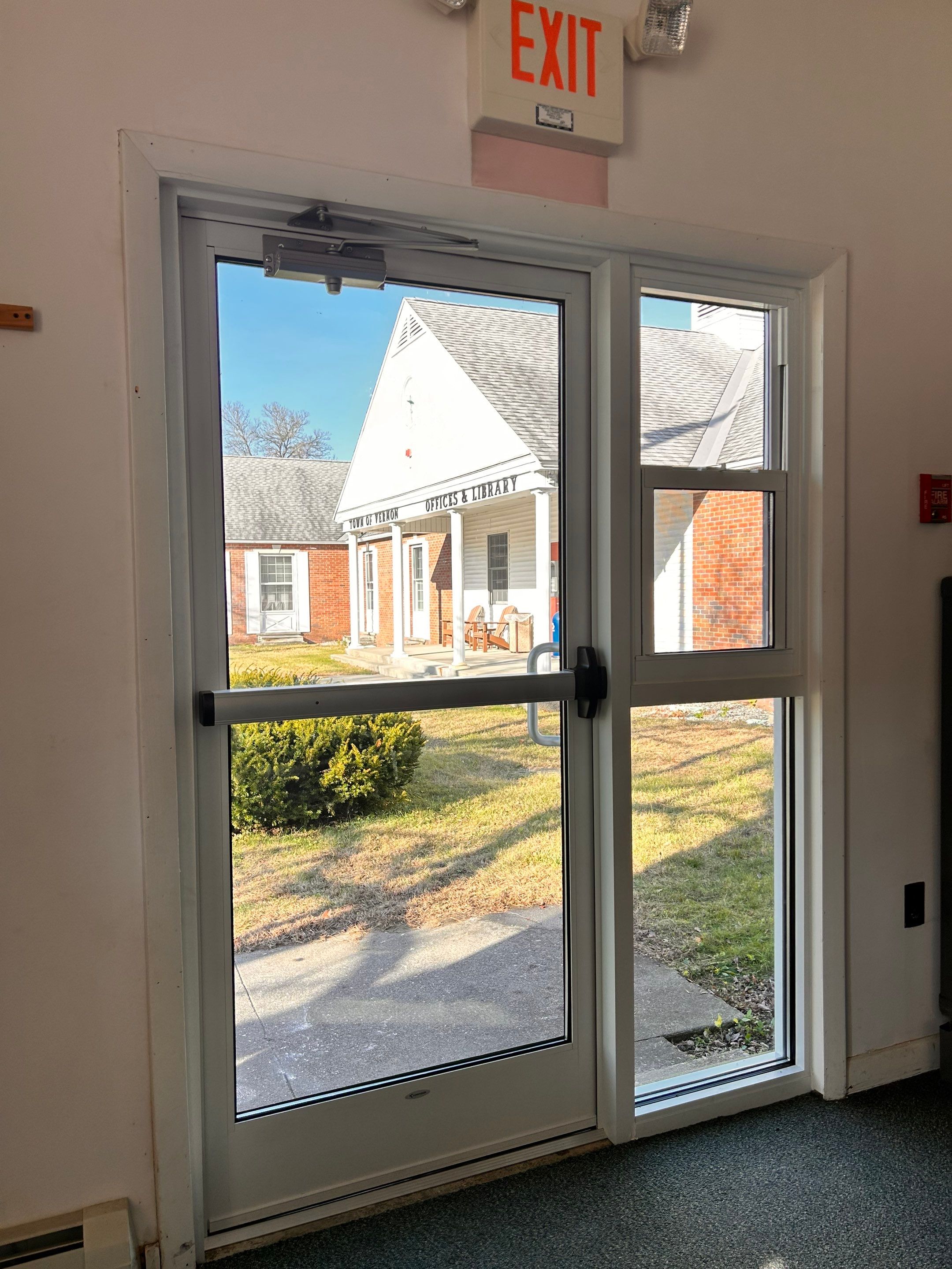 Vernon Town Hall - Commercial Door w/Sidelight and Single-Hung Window by Cheshire Glass Company