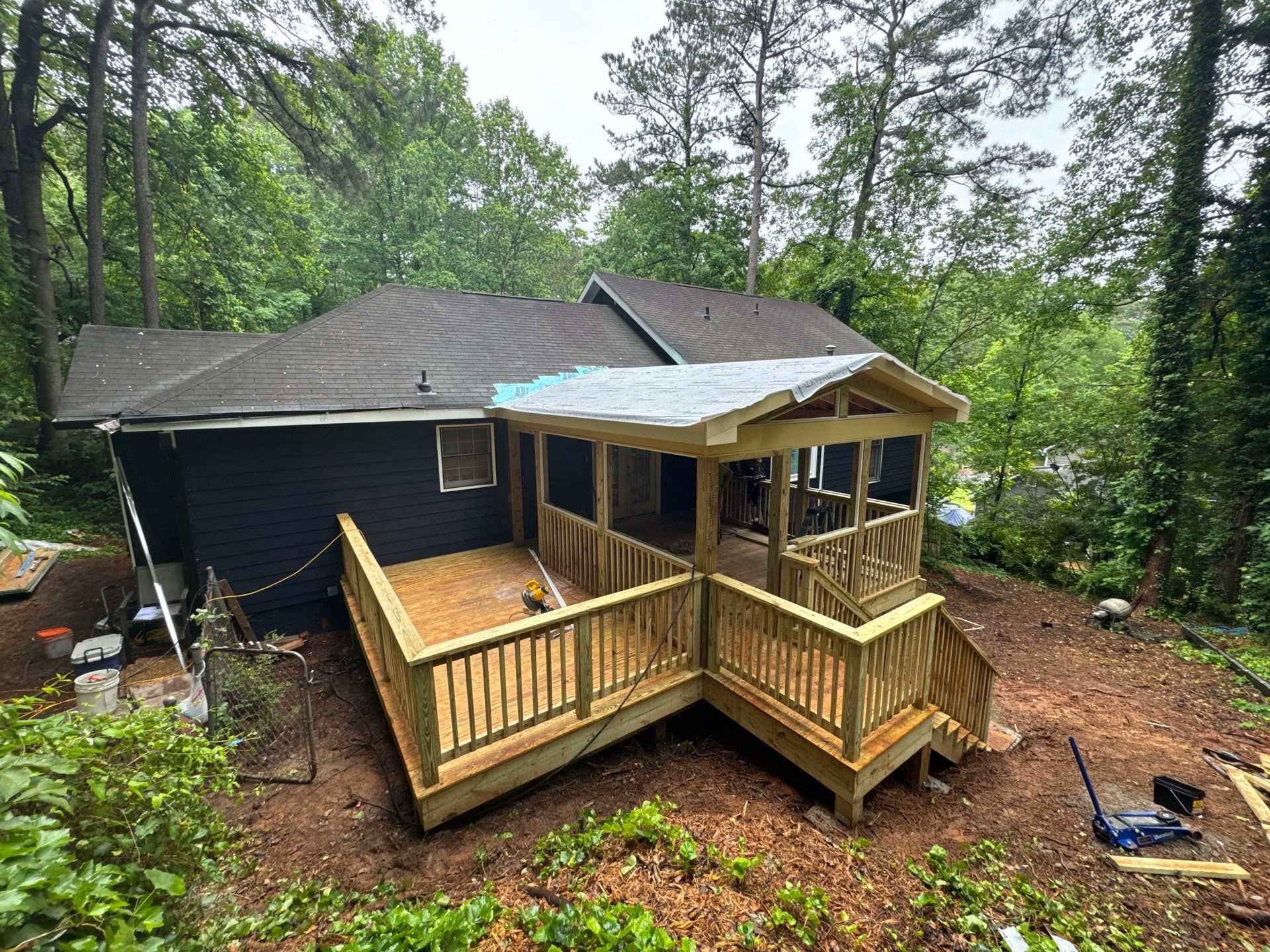 Custom Screened-In Porch and Multi-Level Deck Addition in Acworth by Swift Home Renovations
