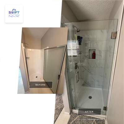 Walk-In Shower Renovation with Marble Tile in Powder Springs
