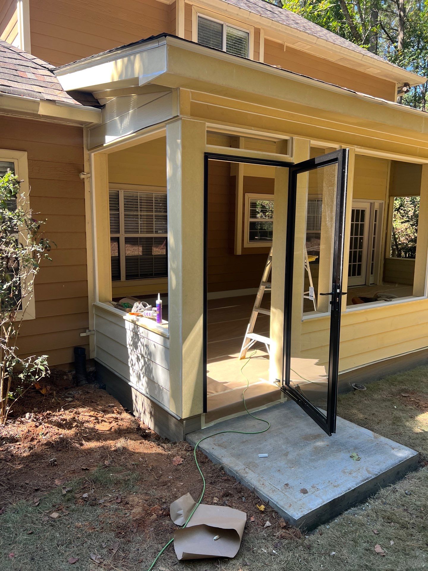 Trex Deck Build, Shed Roof Porch Install, and Door Replacement in Alpharetta, GA by Nelson Exteriors