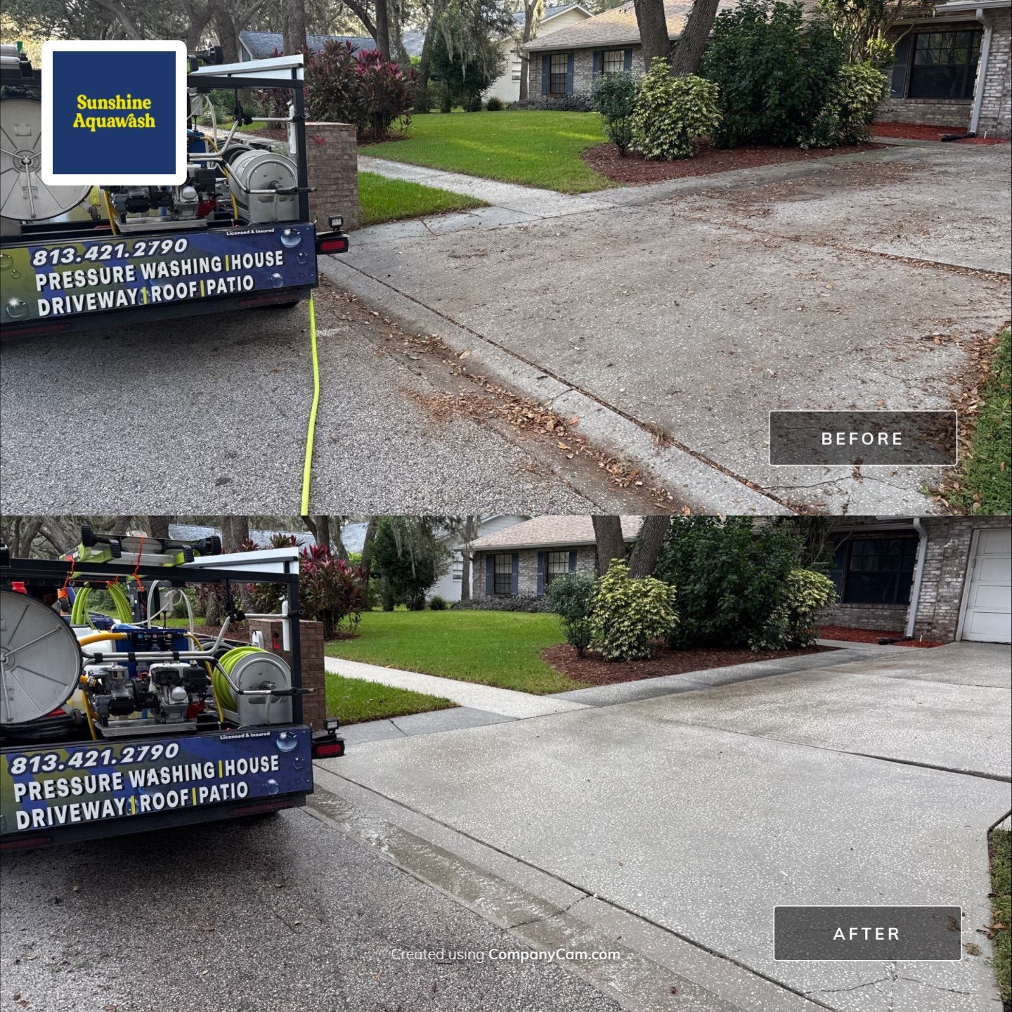 Concrete Driveway & Sidewalk Cleaning in Valrico, FL by Sunshine AquaWash