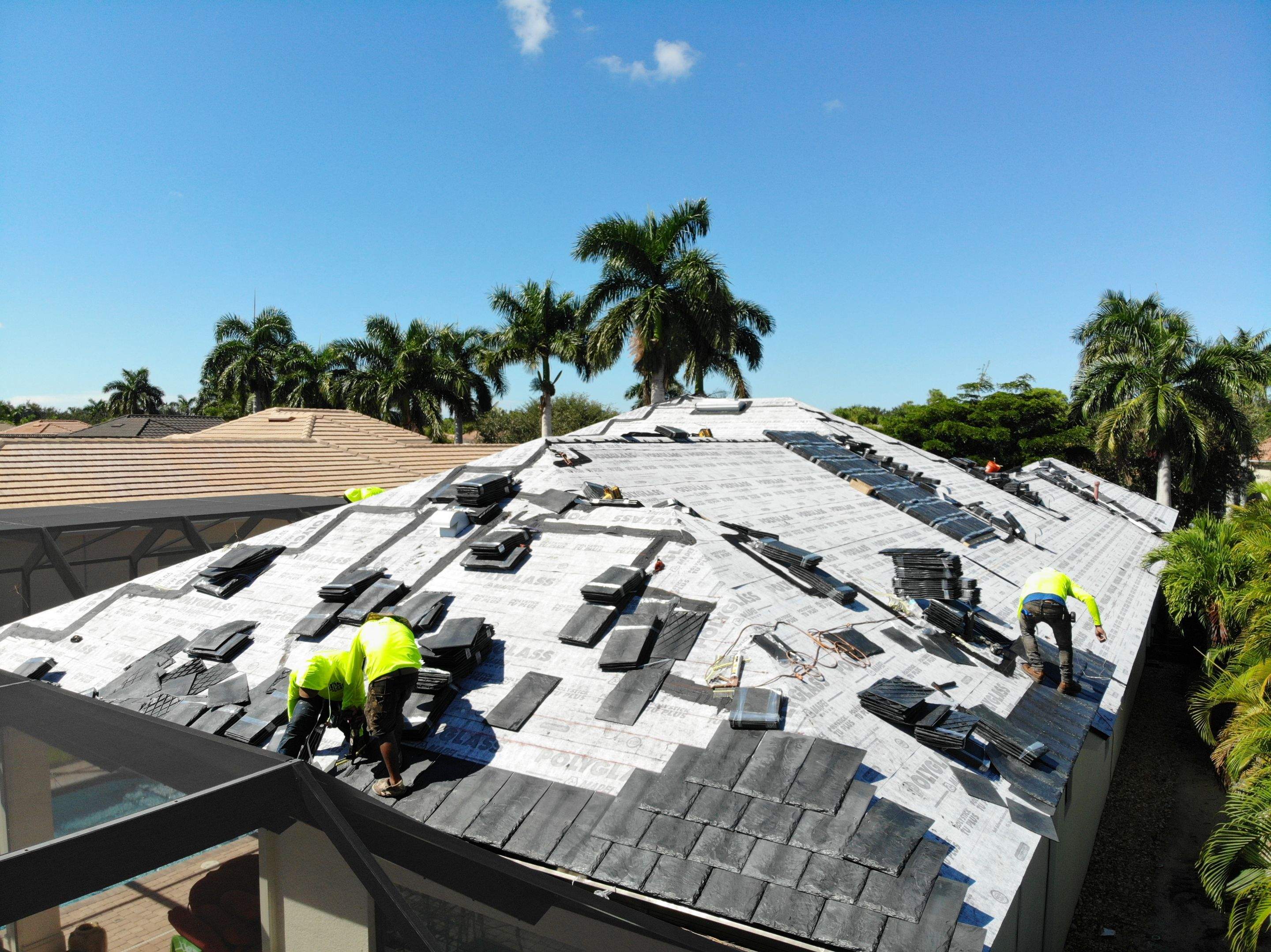 Residential Roofing Installation using Brava Slate Tile in Estero, Florida by International Roofing